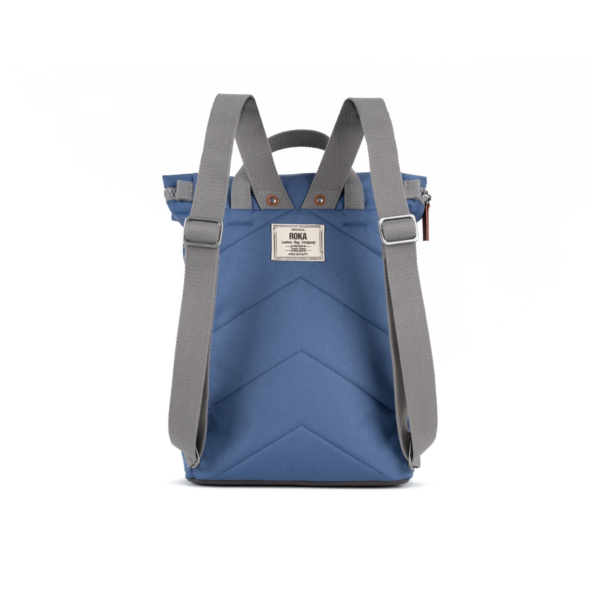 Roka London Finchley Sustainable Canvas Rucksack, Burnt Blue - Image 3