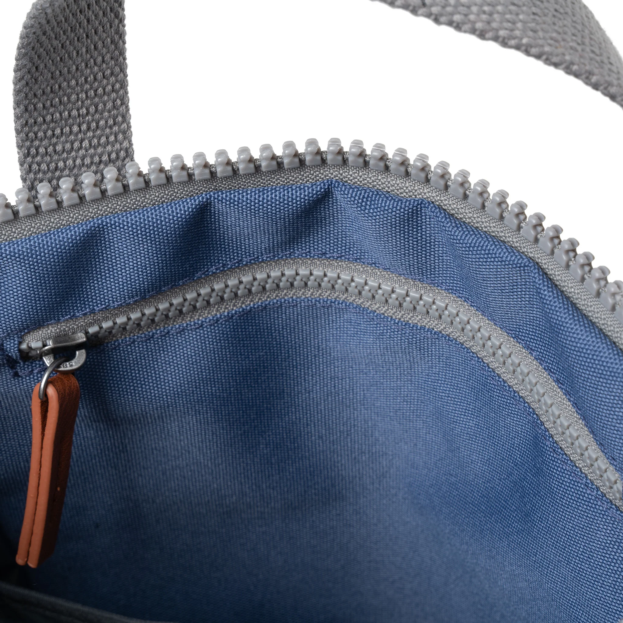 Roka London Finchley Sustainable Canvas Rucksack, Burnt Blue - Image 5