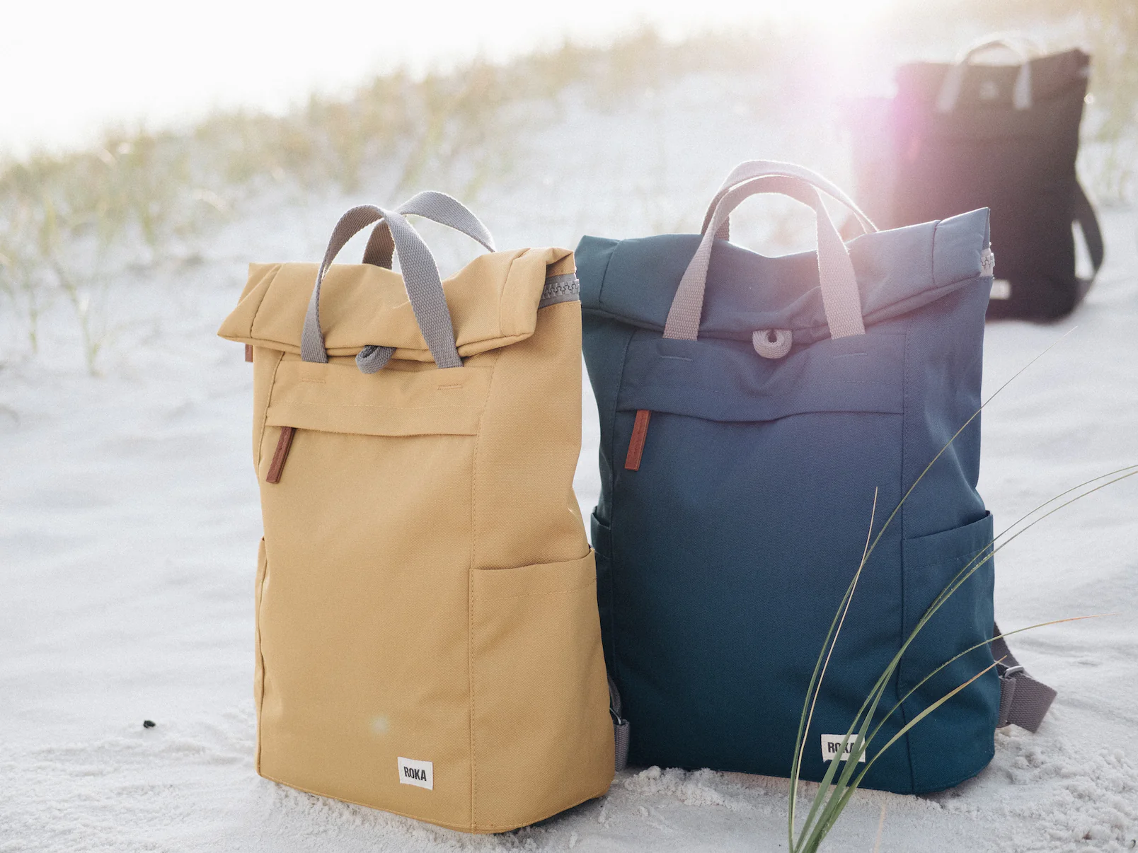 Roka London Finchley Sustainable Canvas Rucksack, Burnt Blue - Image 7