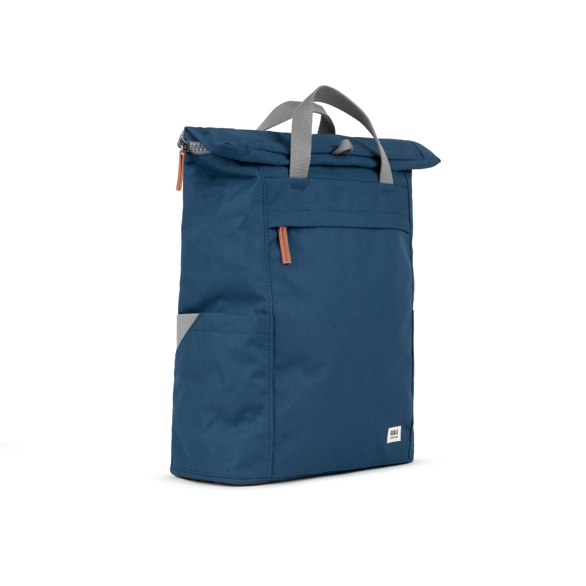 Roka London Finchley Medium Sustainable Canvas Rucksack, Deep Blue - Image 2