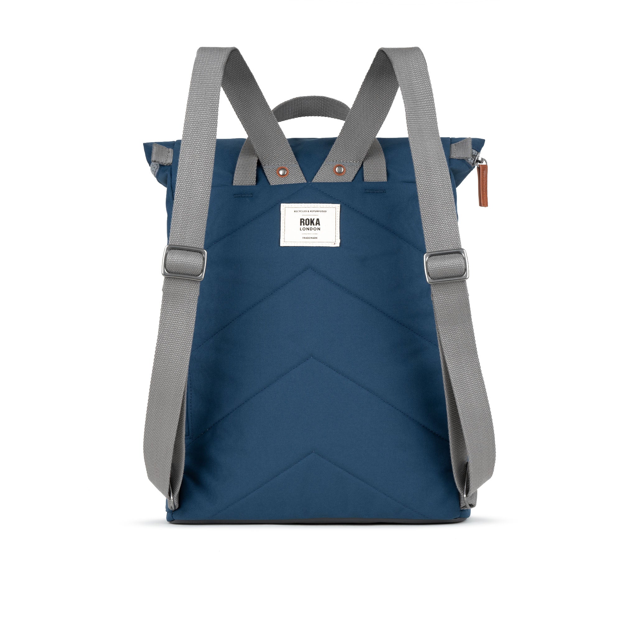Roka London Finchley Medium Sustainable Canvas Rucksack, Deep Blue - Image 3