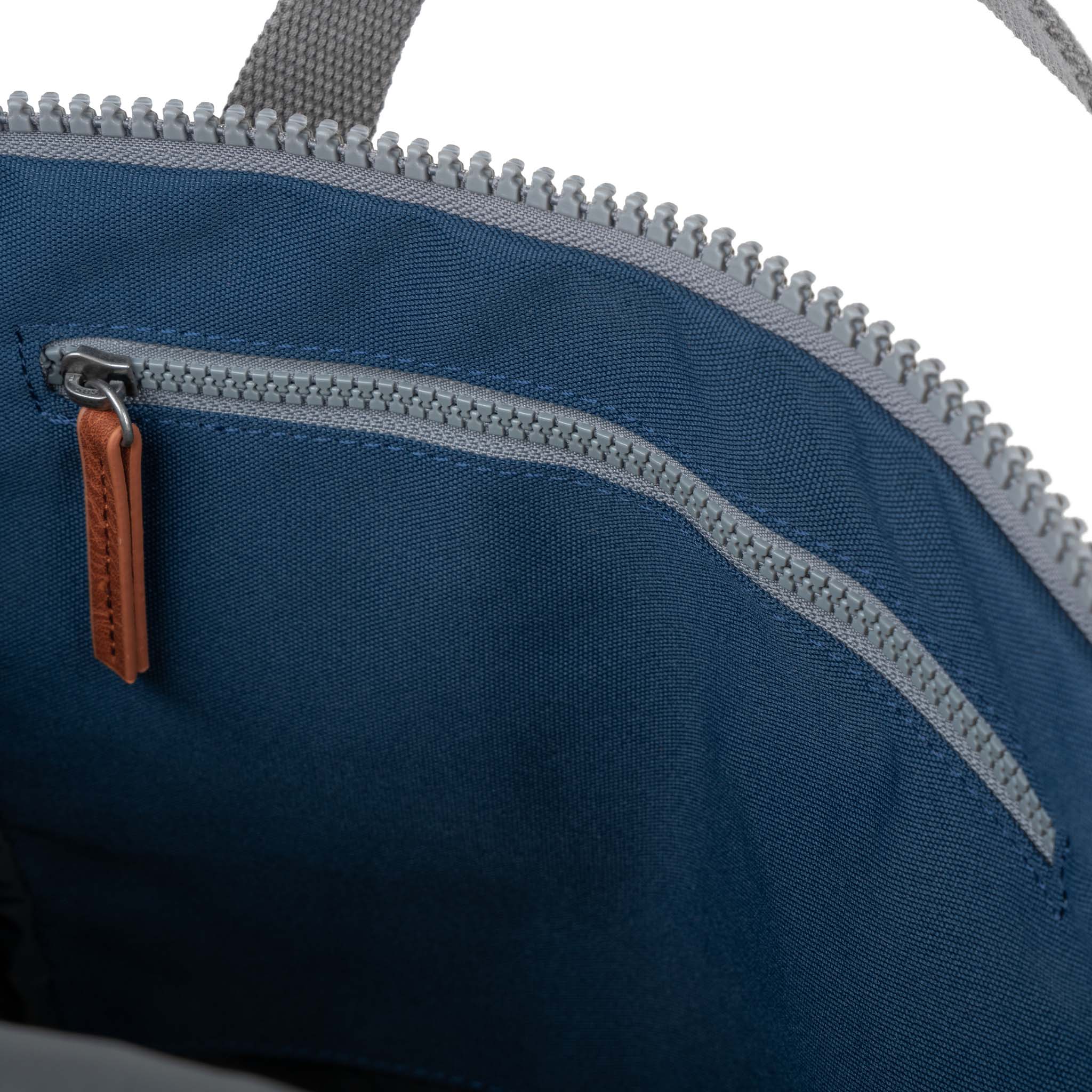 Roka London Finchley Medium Sustainable Canvas Rucksack, Deep Blue - Image 6