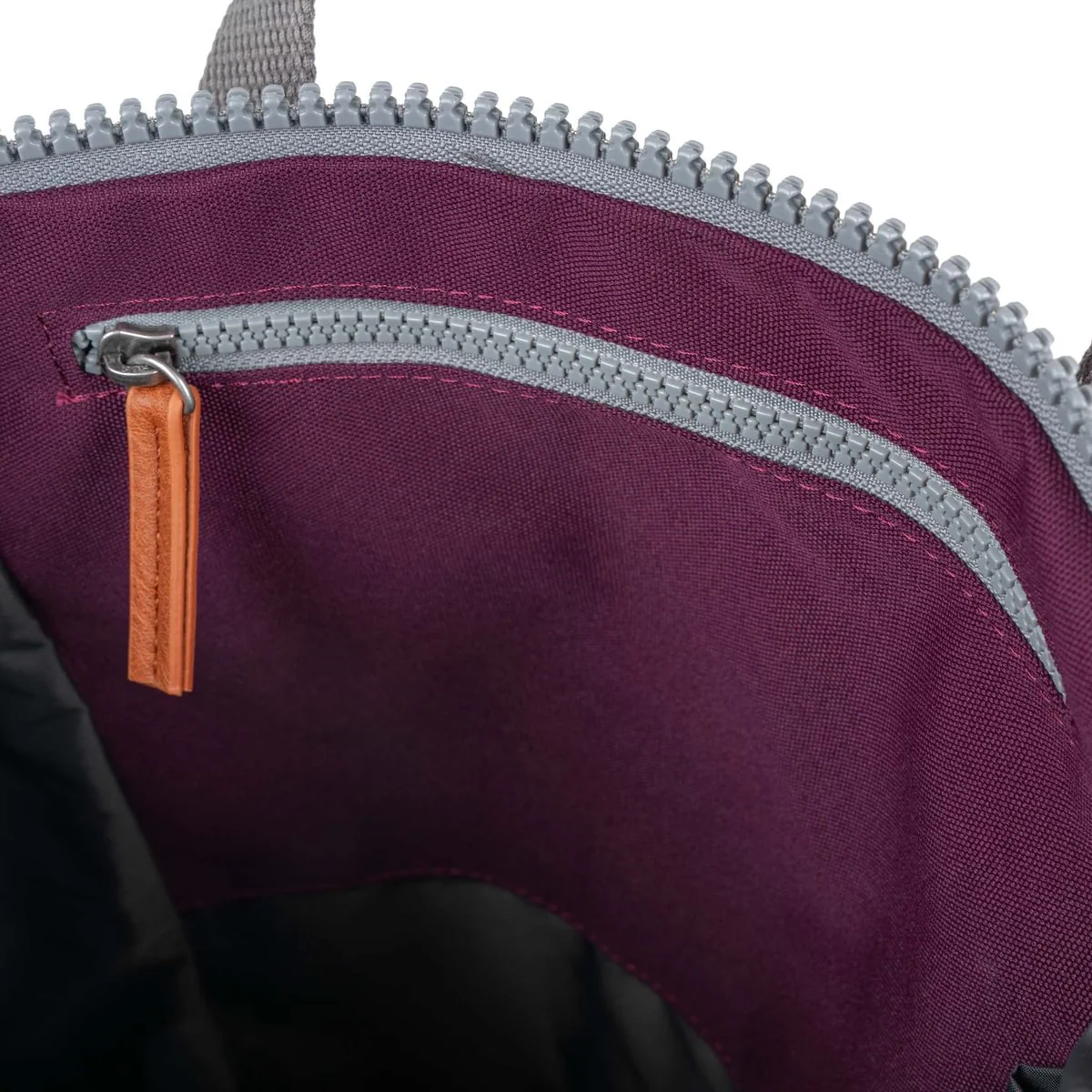 Roka London Finchley Sustainable Canvas Rucksack, Cherry Lacquer - Image 6