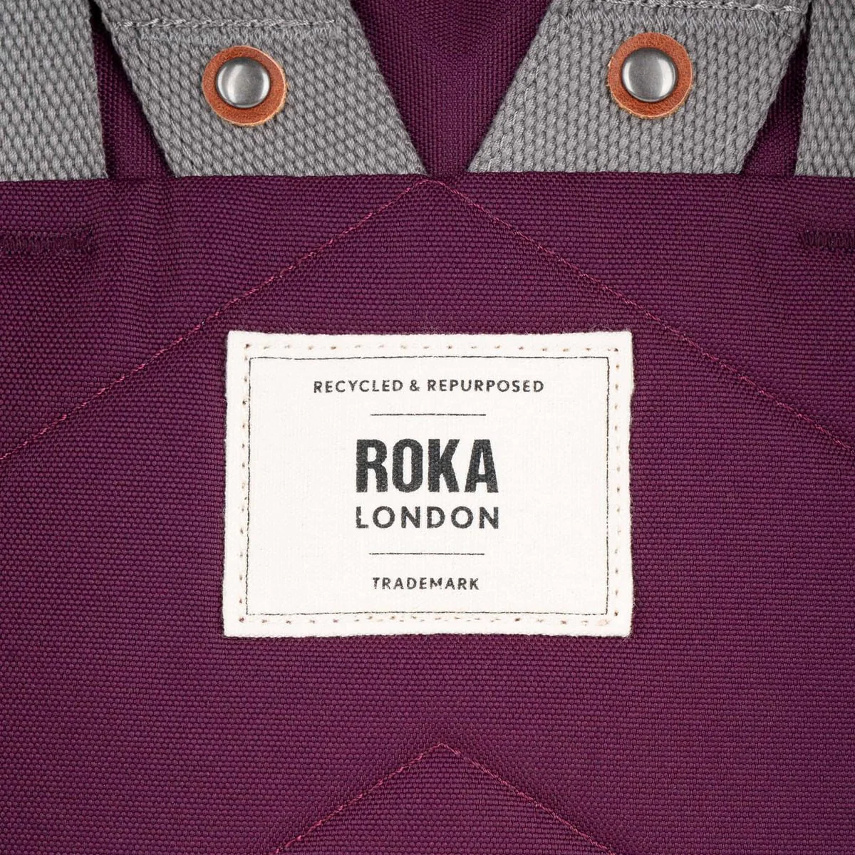 Roka London Finchley Sustainable Canvas Rucksack, Cherry Lacquer - Image 7
