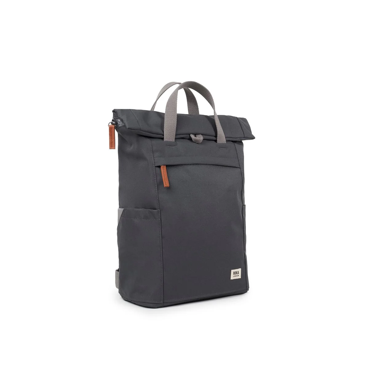 Roka London Finchley Sustainable Canvas Rucksack, Faded Black - Image 2