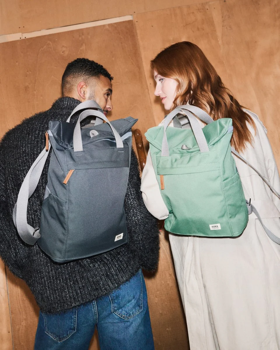 Roka London Finchley Sustainable Canvas Rucksack, Frost - Image 9