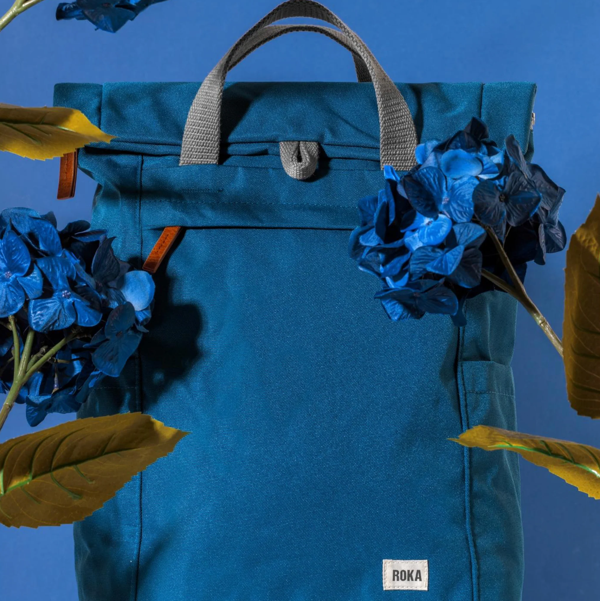Roka London Finchley Sustainable Canvas Rucksack, Marine - Image 6
