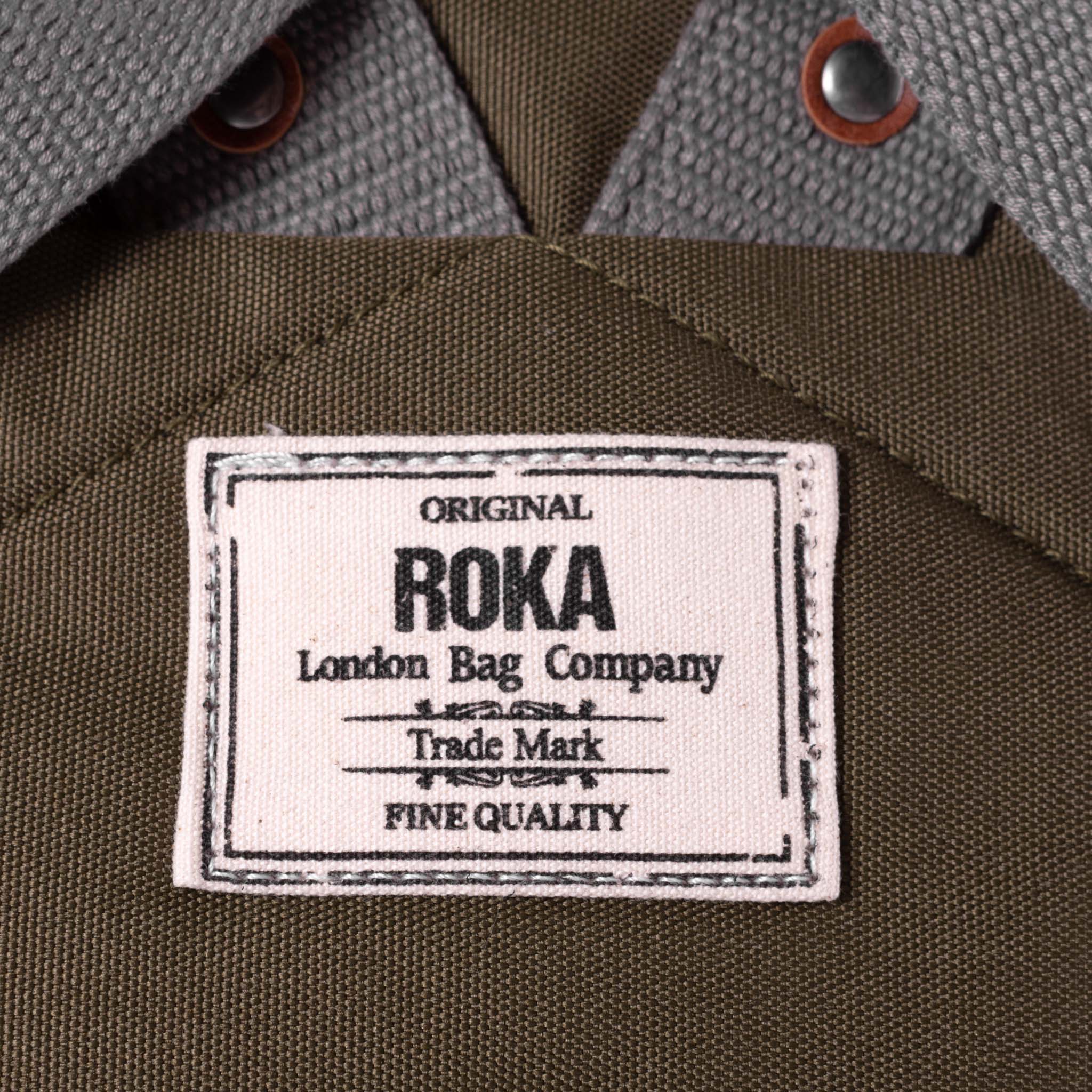 Roka London Finchley Sustainable Canvas Rucksack, Moss - Image 7