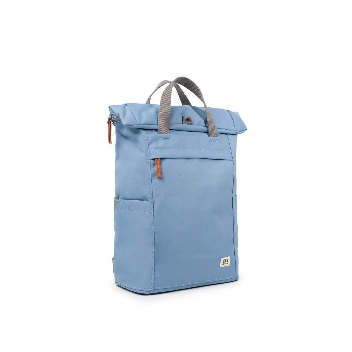 Roka London Finchley Sustainable Canvas Rucksack, Retro Blue - Image 2
