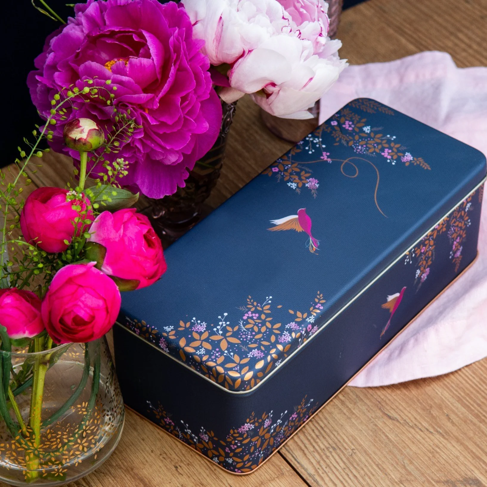 Sara Miller Deep Rectangular Storage Tin, Hummingbird - Image 3
