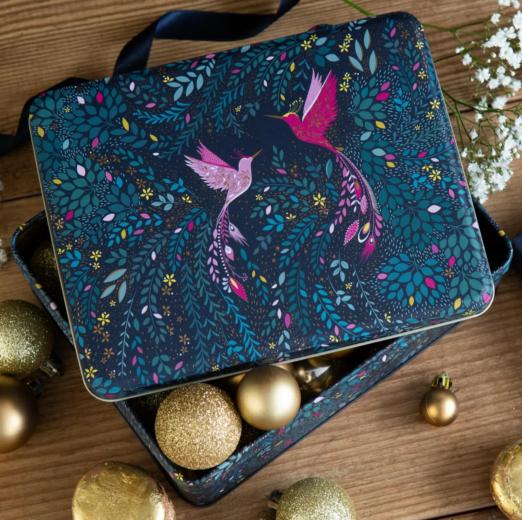Sara Miller Deep Rectangular Storage Tin, Hummingbird Paradise - Image 3