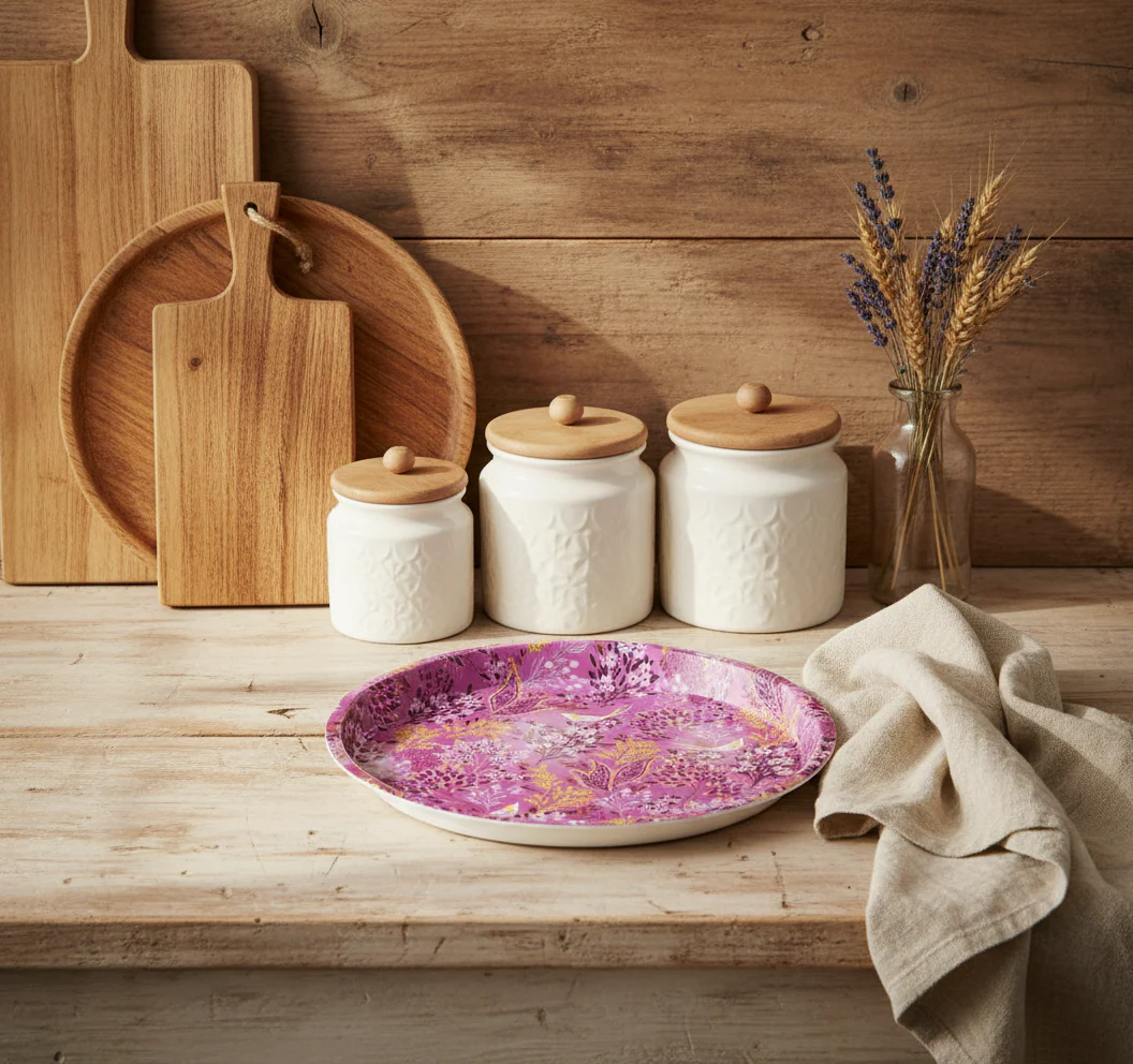 Sara Miller Round Mini Serving Tray, Haveli Garden - Image 3