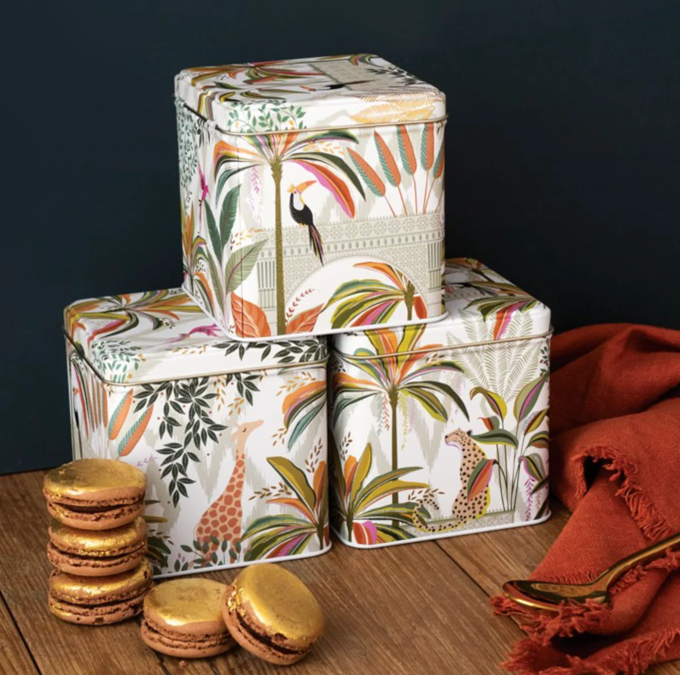 Sara Miller Square Storage Caddies Palm Garden, Set of 3 - Image 2