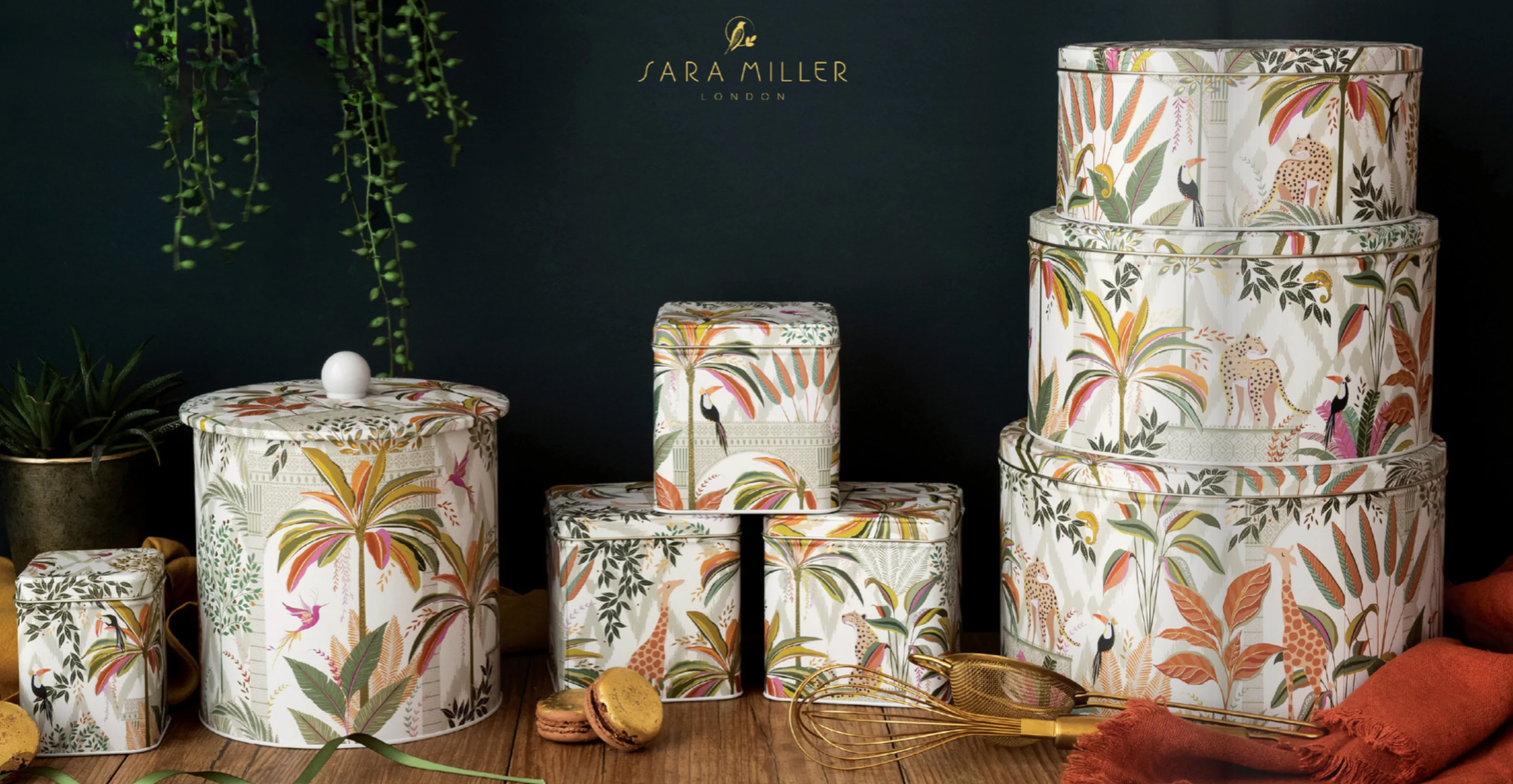 Sara Miller Square Storage Caddies Palm Garden, Set of 3 - Image 4