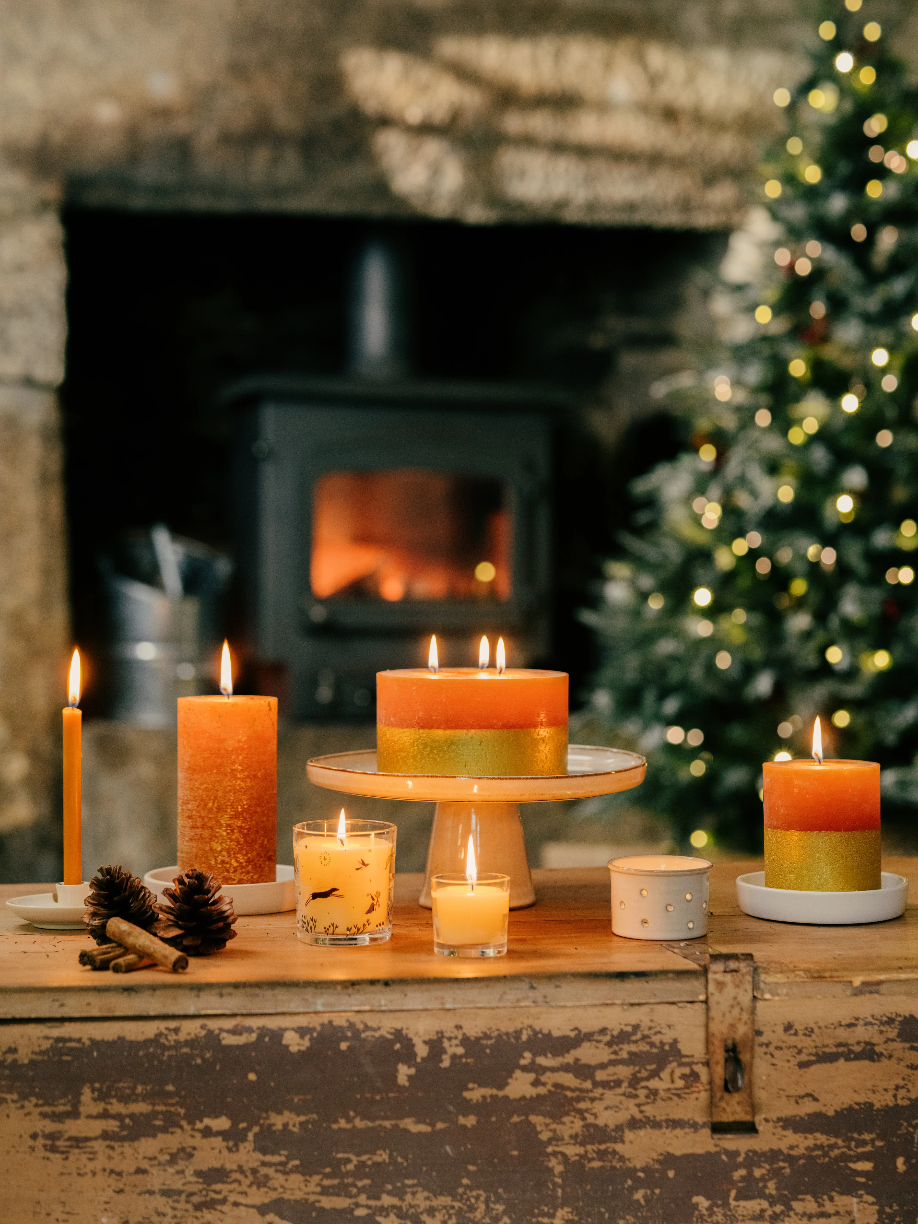 St Eval Gold Dipped Scented Pillar Candle, Orange & Cinnamon - Image 4
