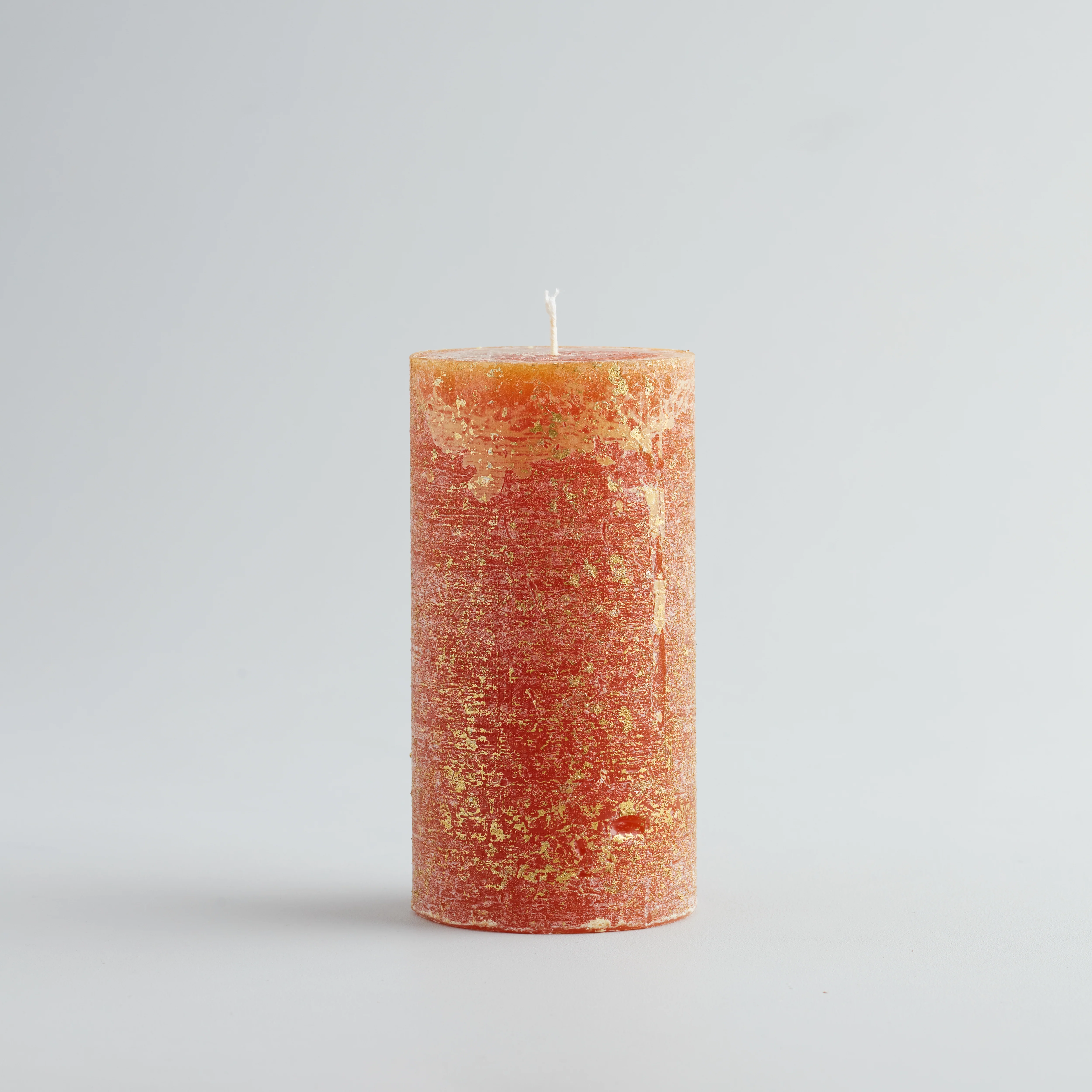 St Eval Gold Marbled Scented Pillar Candle, Orange & Cinnamon