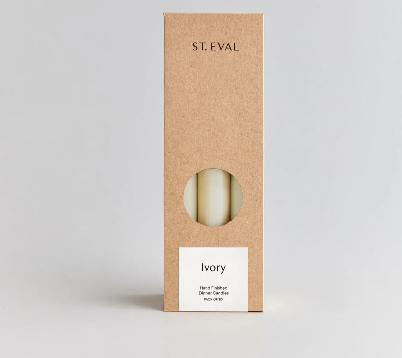 St Eval Unscented Dinner Candle, Ivory (Pack Of 6)