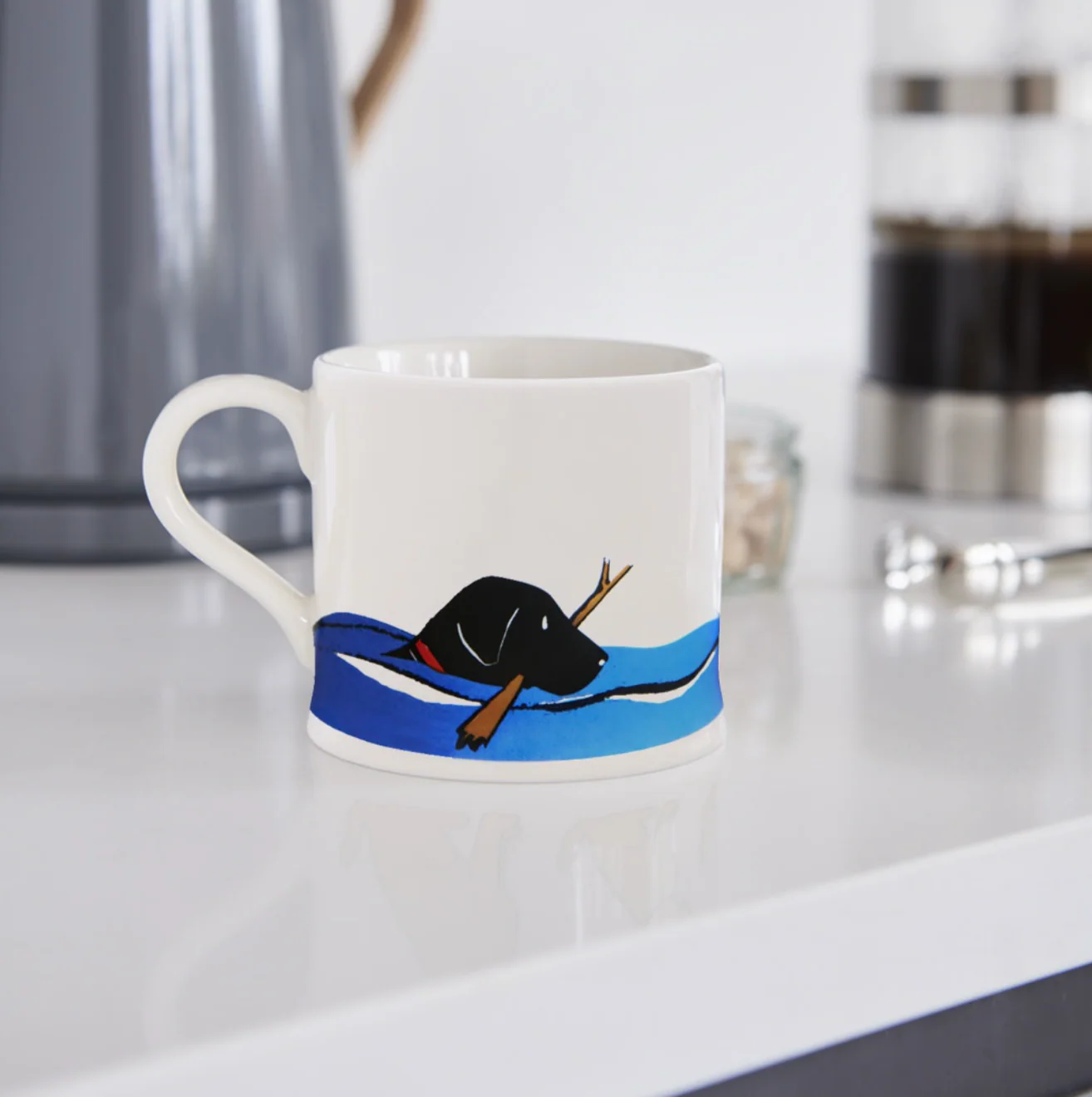 Sweet William Ceramic Mug, Swimming Black Labrador - Image 2