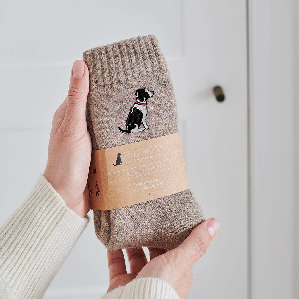Sweet William Dog Walker Socks, Springer Spaniel, Black & White