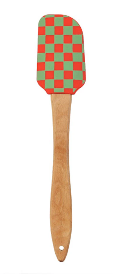 Talking Table Food Icons Silicone Spatula, Red & Green Check - Image 2