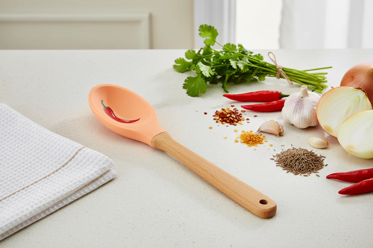 Talking Table Food Icons Silicone Stirring Spoon, Chilli - Image 3