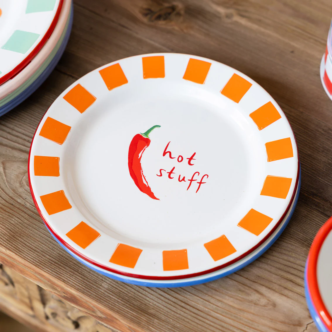 Talking Tables Bon Appetit Chilli Enamel Side Plate, (20CM) - Image 2