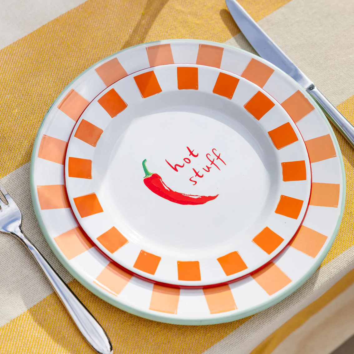 Talking Tables Bon Appetit Chilli Enamel Side Plate, (20CM) - Image 3