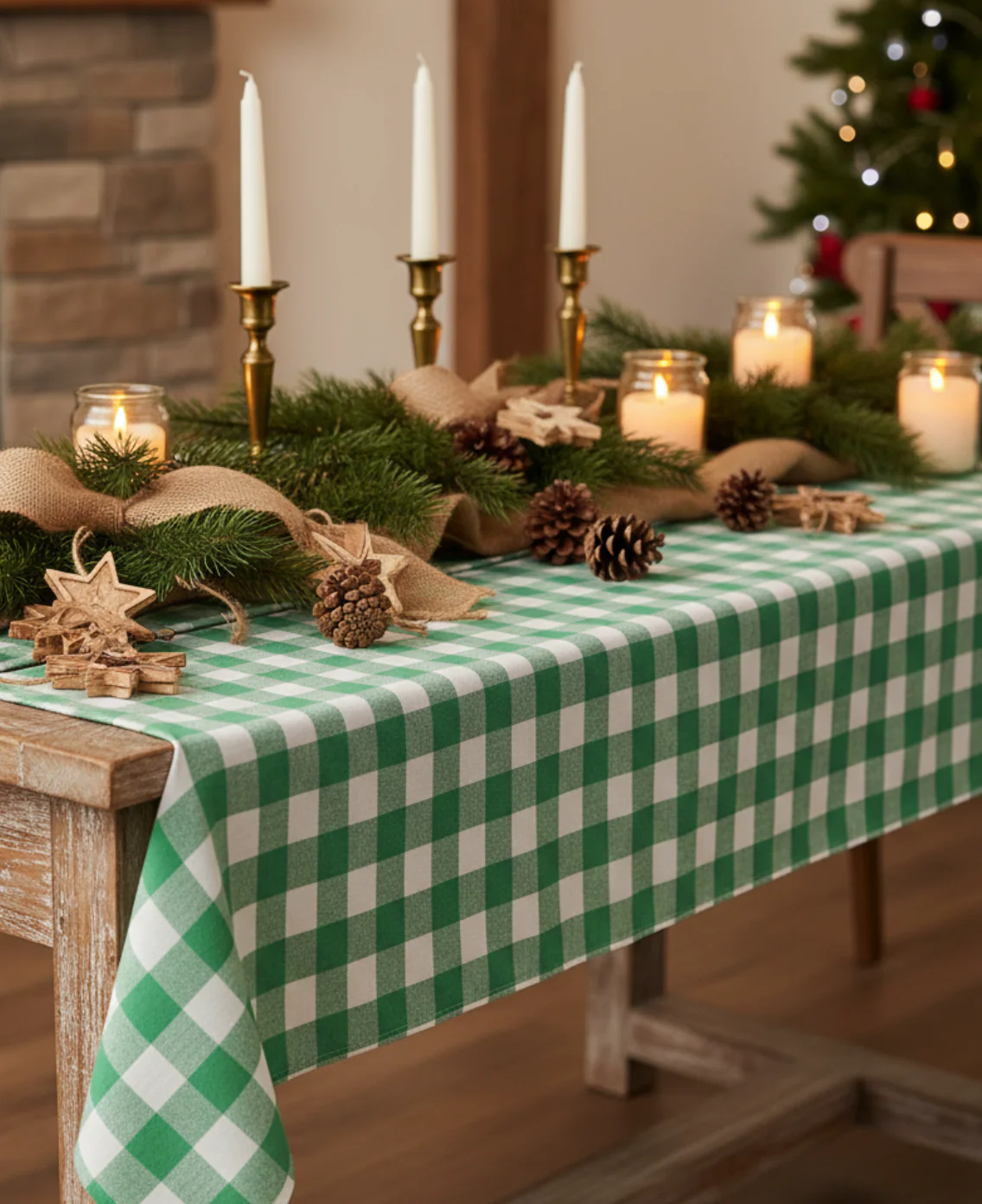 Talking Tables Bon Appetit Gingham Cotton Tablecloth, Green - Image 4