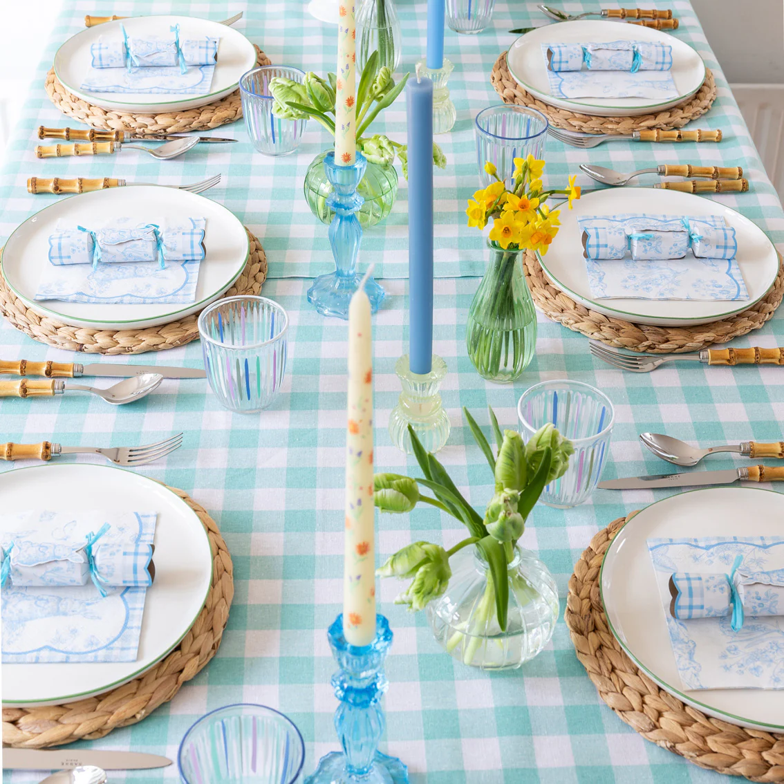 Talking Tables Bon Appetit Gingham Cotton Tablecloth, Mint - Image 3