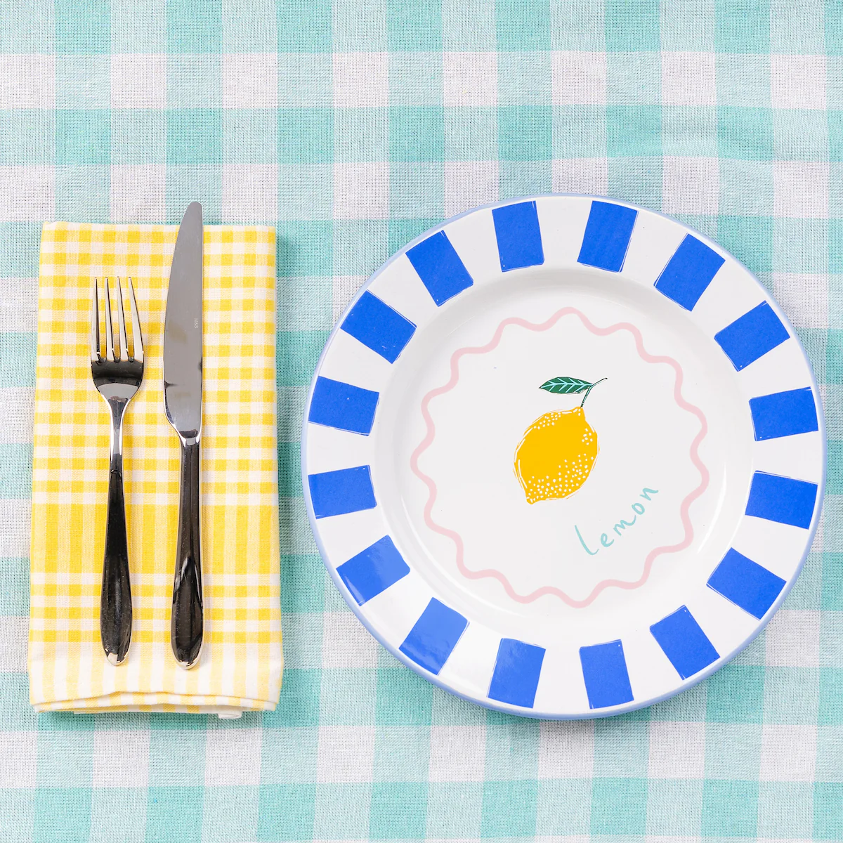 Talking Tables Bon Appetit Gingham Cotton Tablecloth, Mint - Image 7