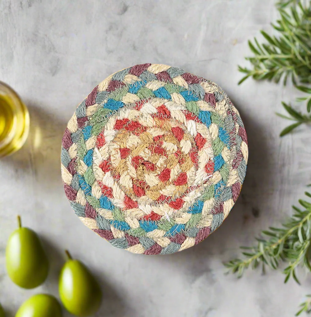 The Braided Rug Company Jute Coasters, Carnival (Set Of 6) - Image 2