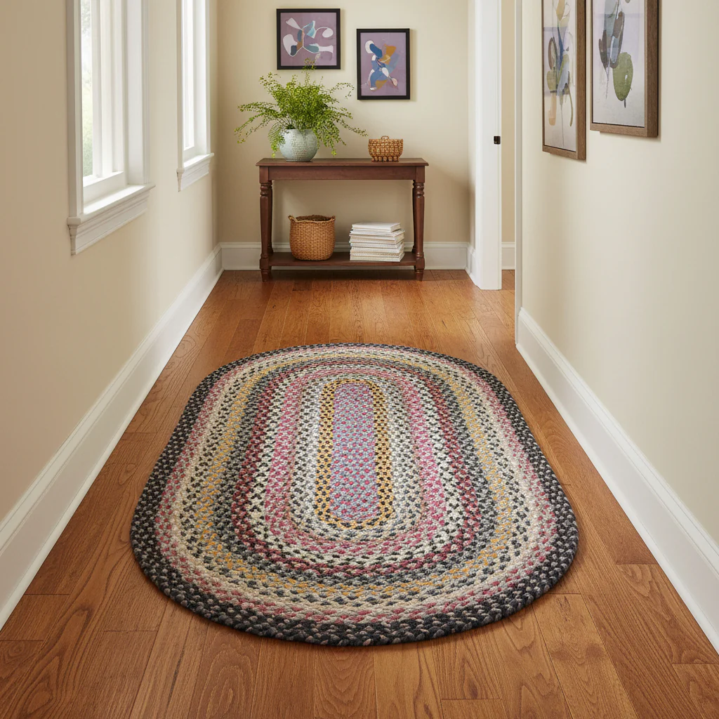 The Braided Rug Company Oval Jute Rug, Misty Blue - Image 2