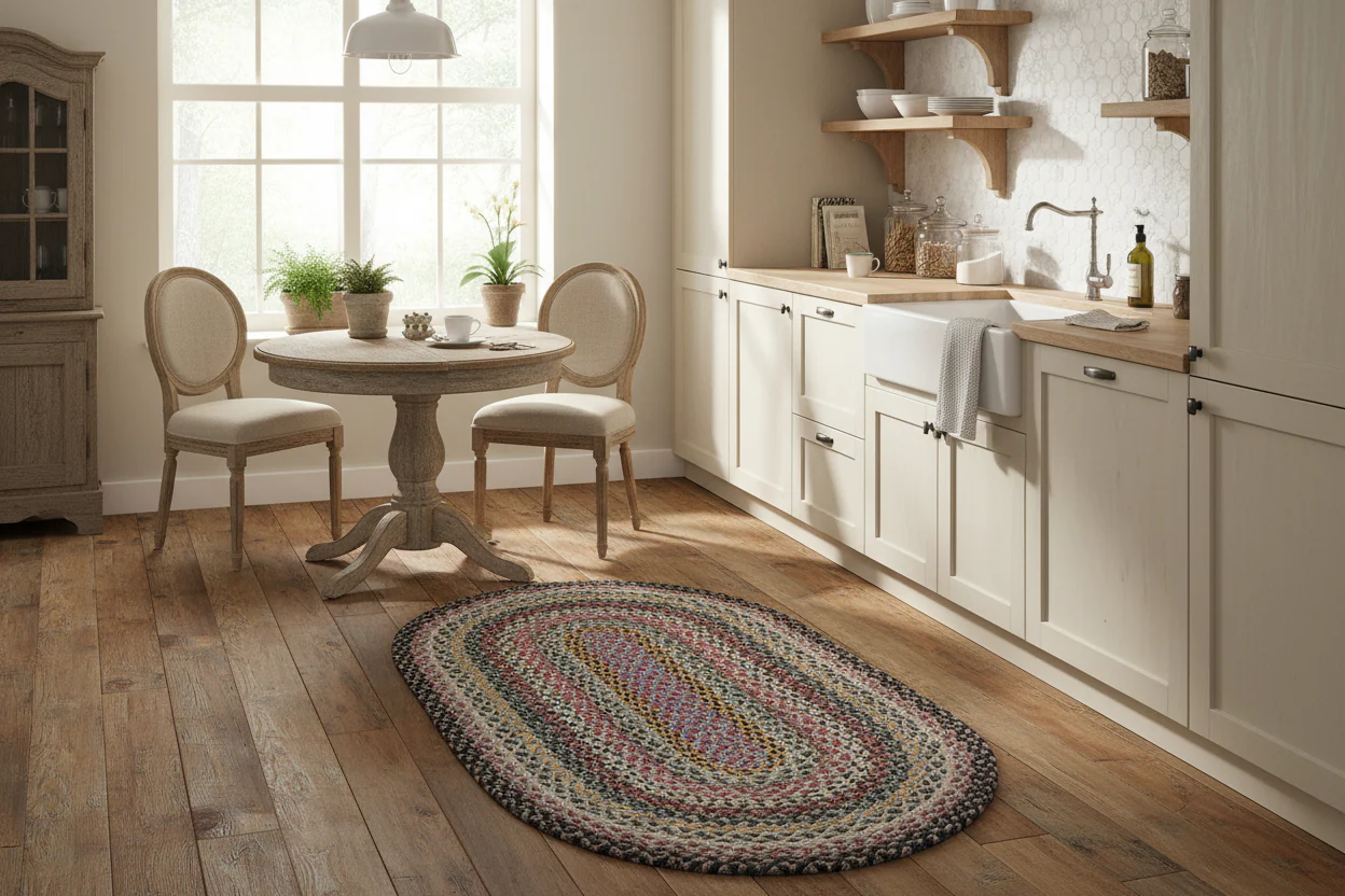 The Braided Rug Company Oval Jute Rug, Misty Blue - Image 4
