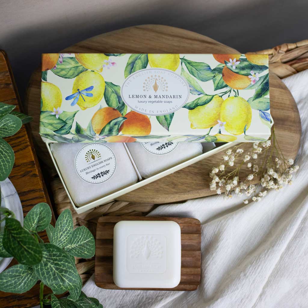 The English Soap Company Heritage Collection, Lemon & Mandarin ( Triple Soap Gift Box ) - Image 2