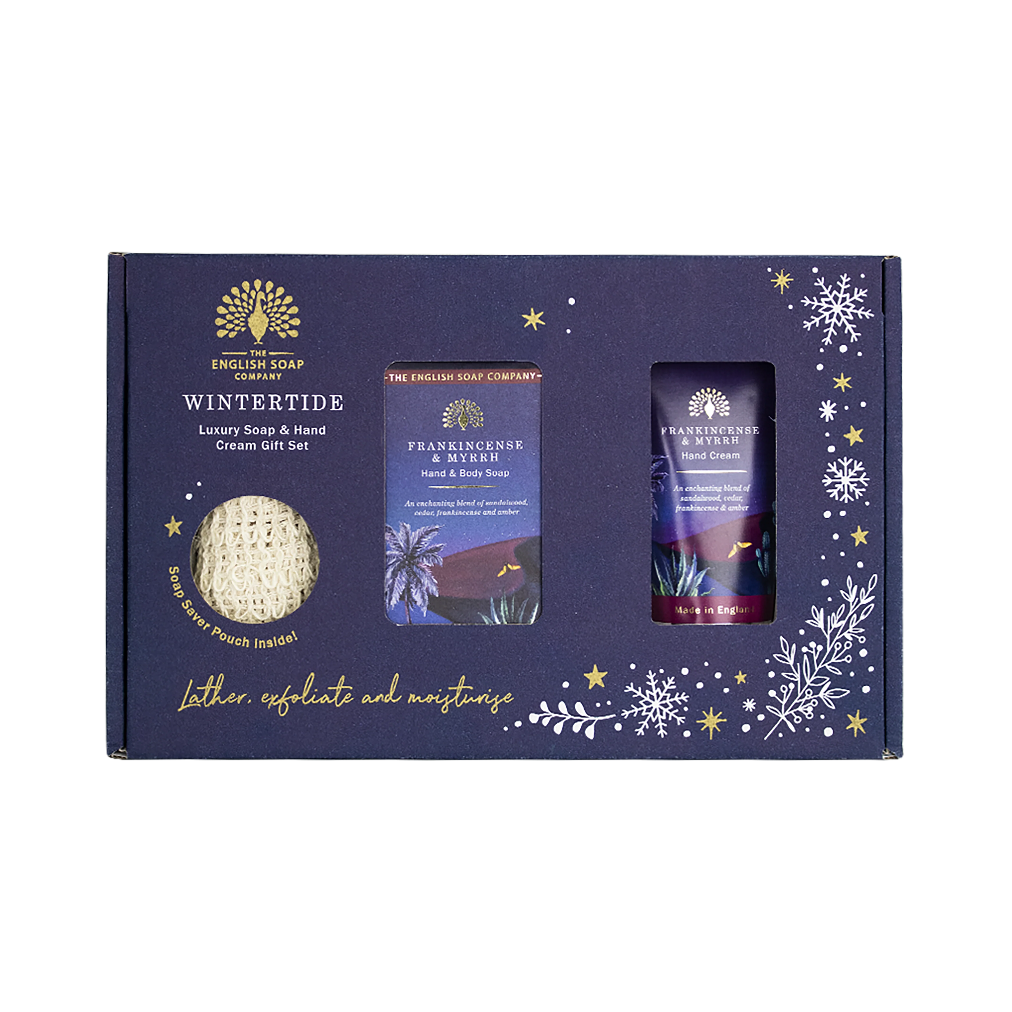 The English Soap Company Wintertide, Frankincense & Myrrh Luxury Soap & Hand Cream Gift Set