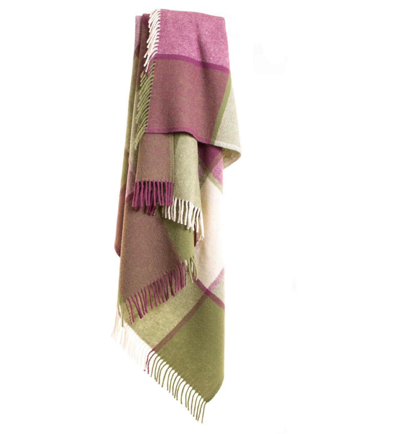 Tweedmill Block Check Pure New Wool Throw, Raspberry - Image 2
