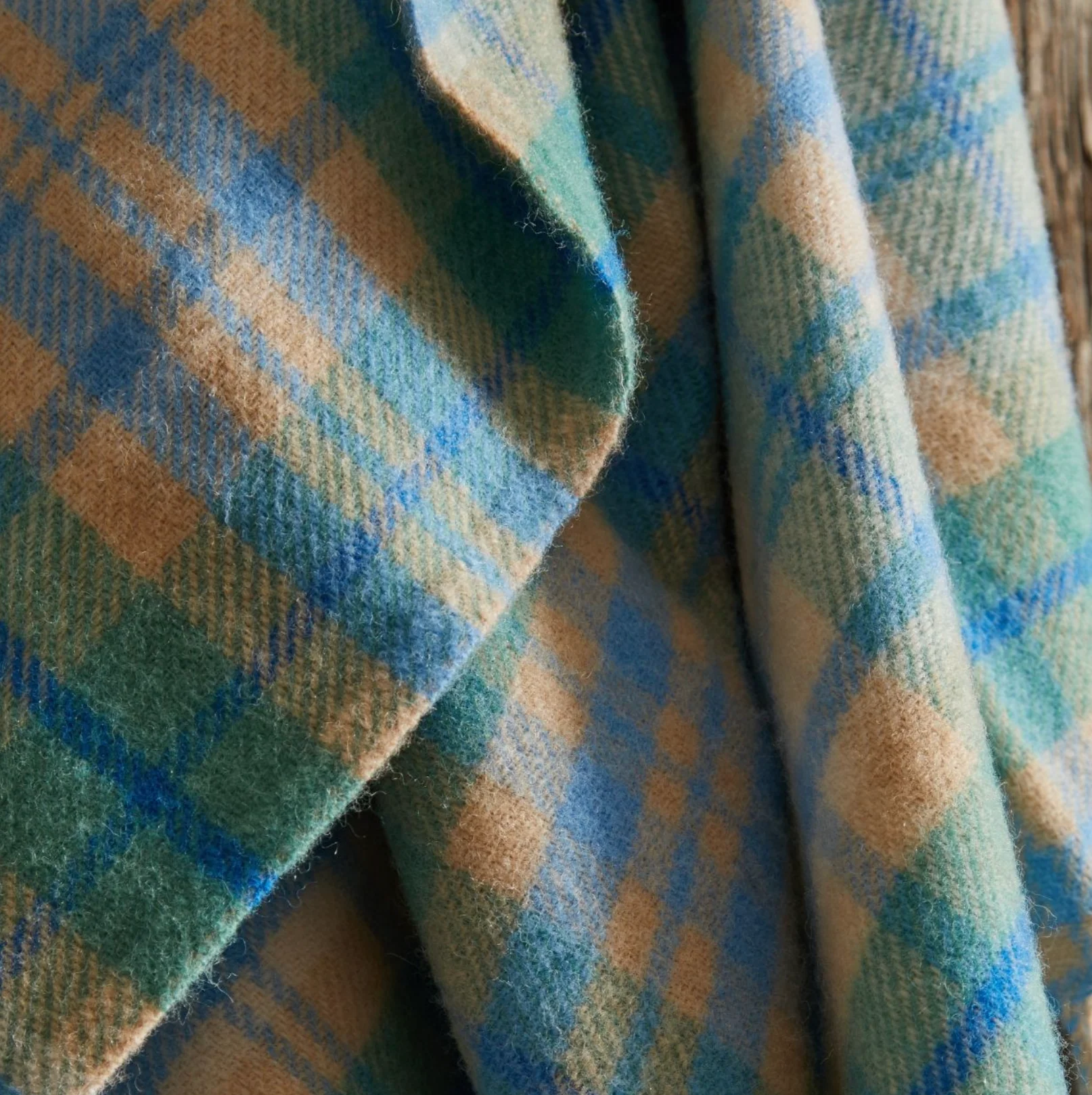 Tweedmill Cottage Check Pure New Wool Throw, Blue - Image 3