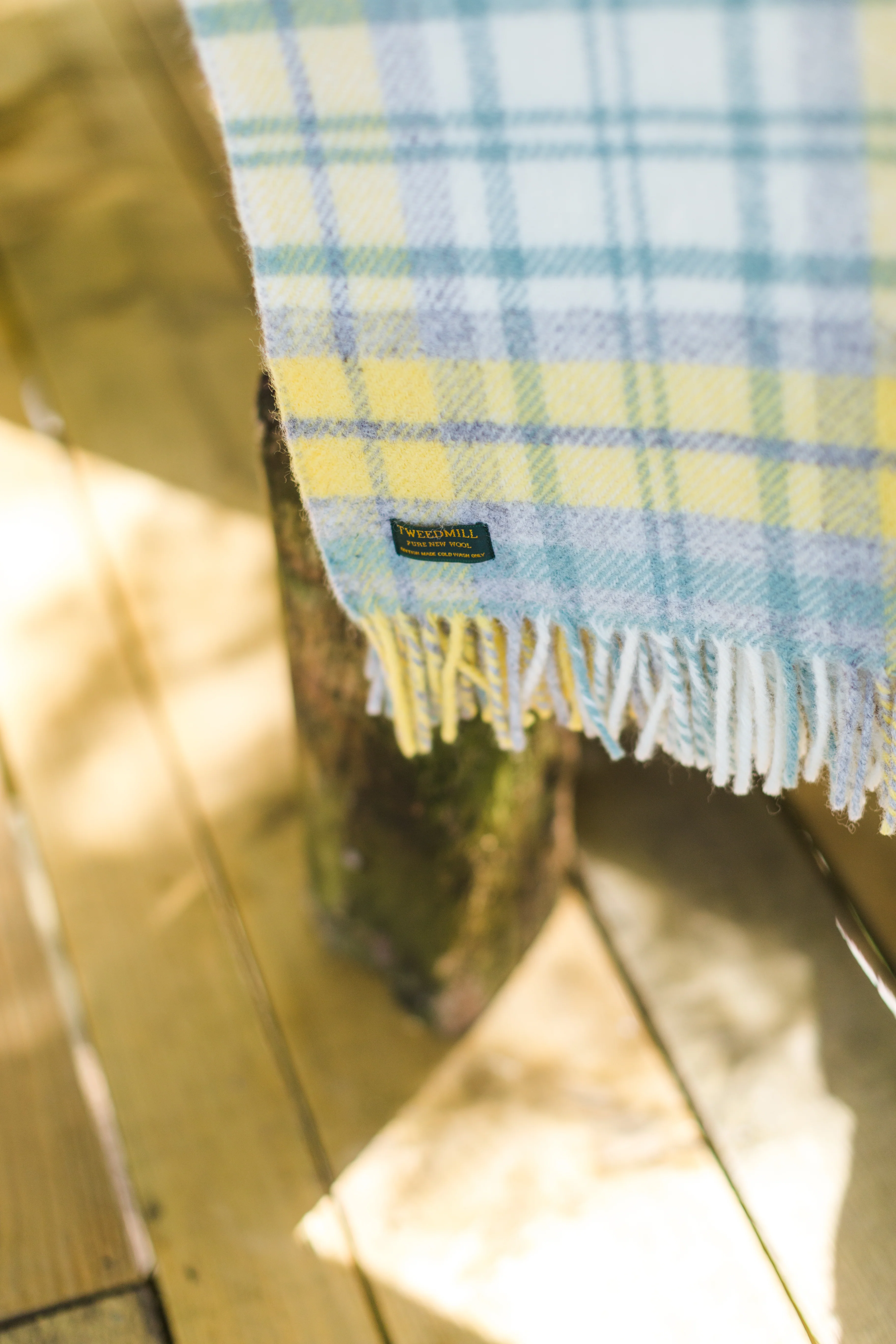 Tweedmill Cottage Check Pure New Wool Throw, Ocean - Image 6