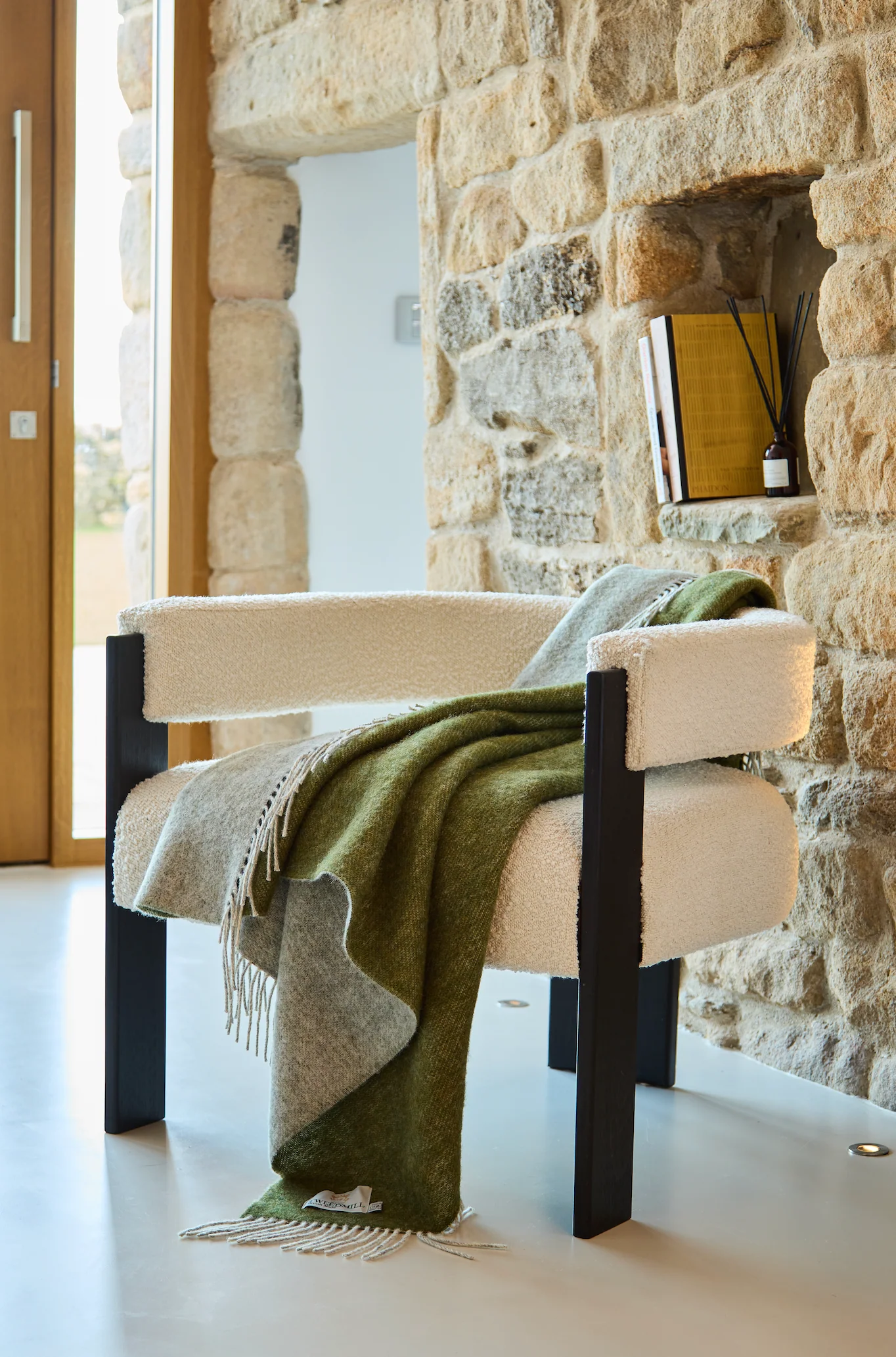 Tweedmill Dartmoor Pure New Wool Reversible Throw, Olive - Image 2