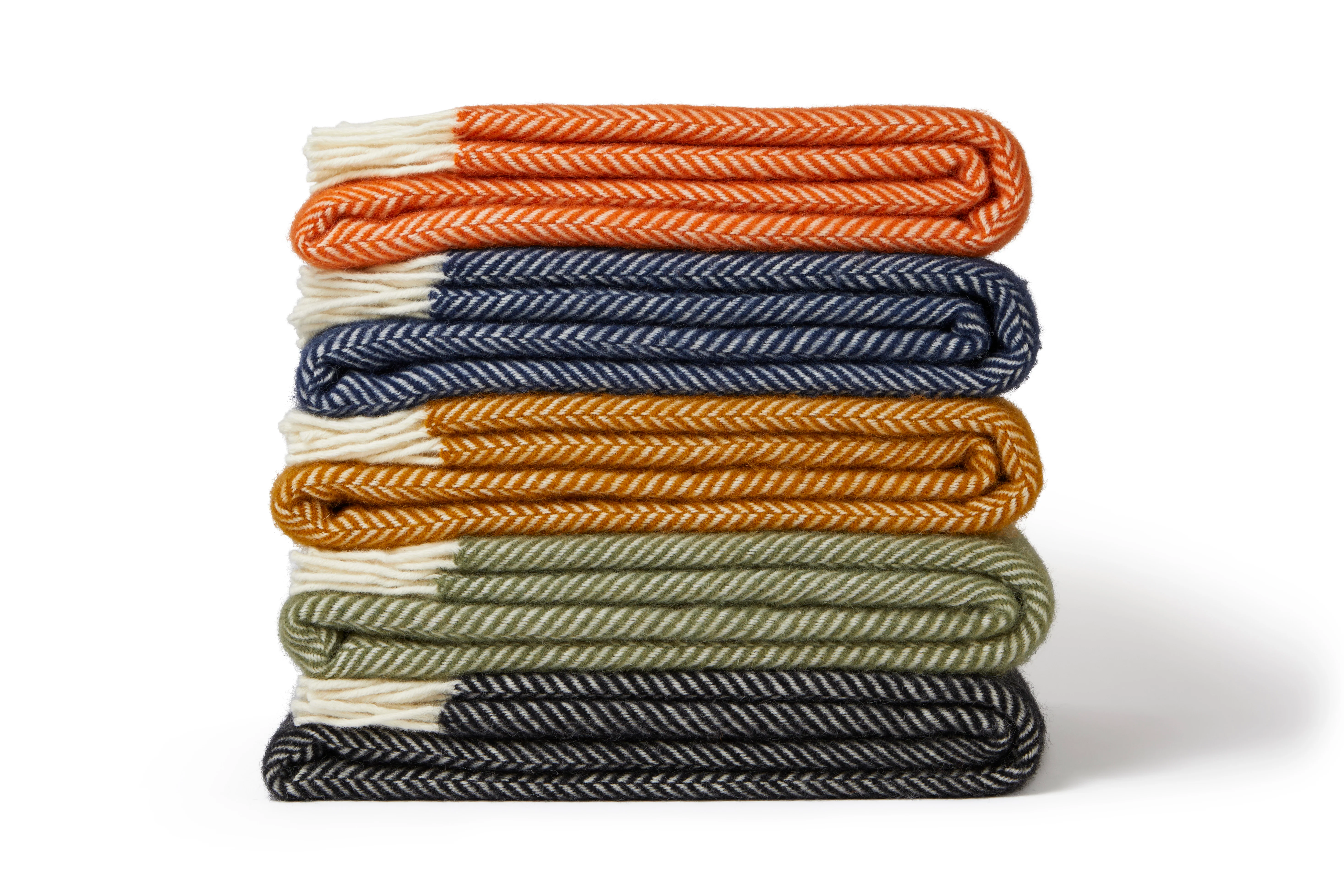 Tweedmill Fishbone Pure New Wool Throw, Navy - Image 10