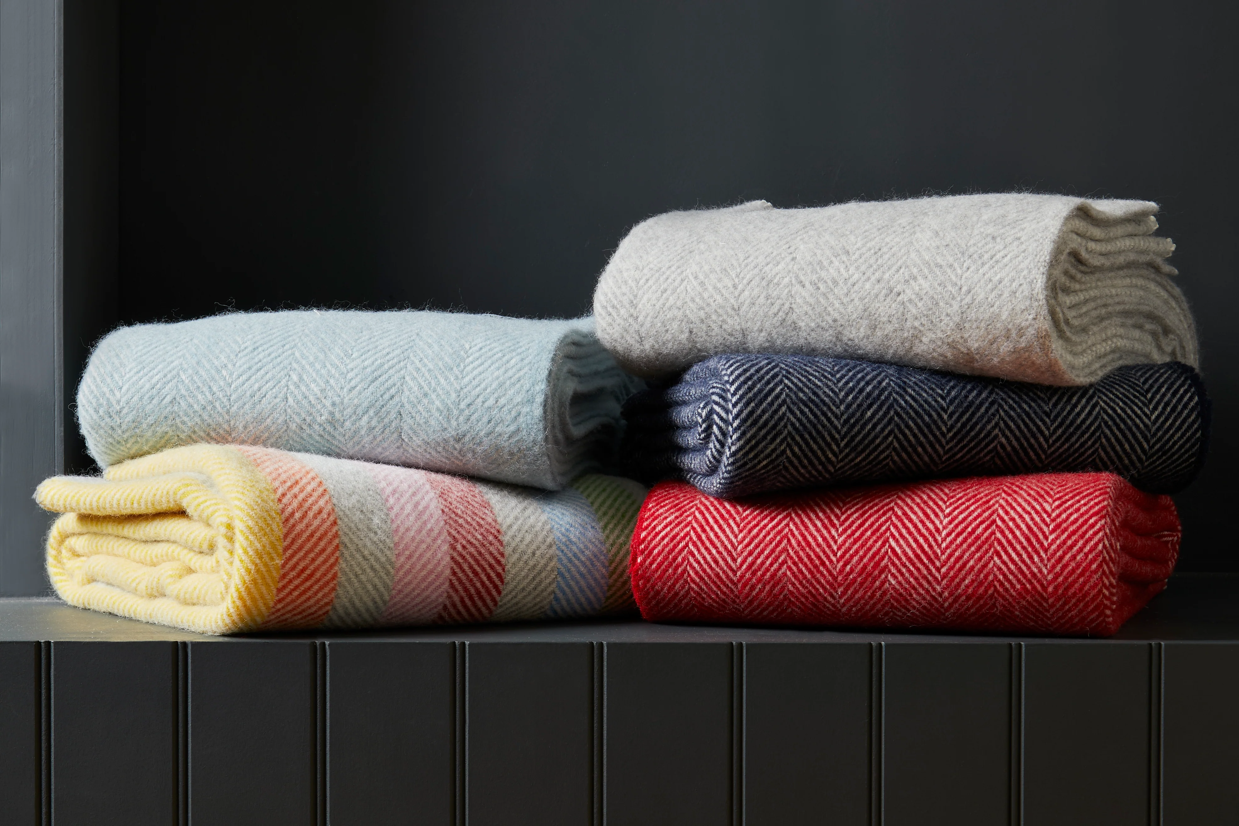 Tweedmill Fishbone Pure New Wool Throw, Duck Egg - Image 3