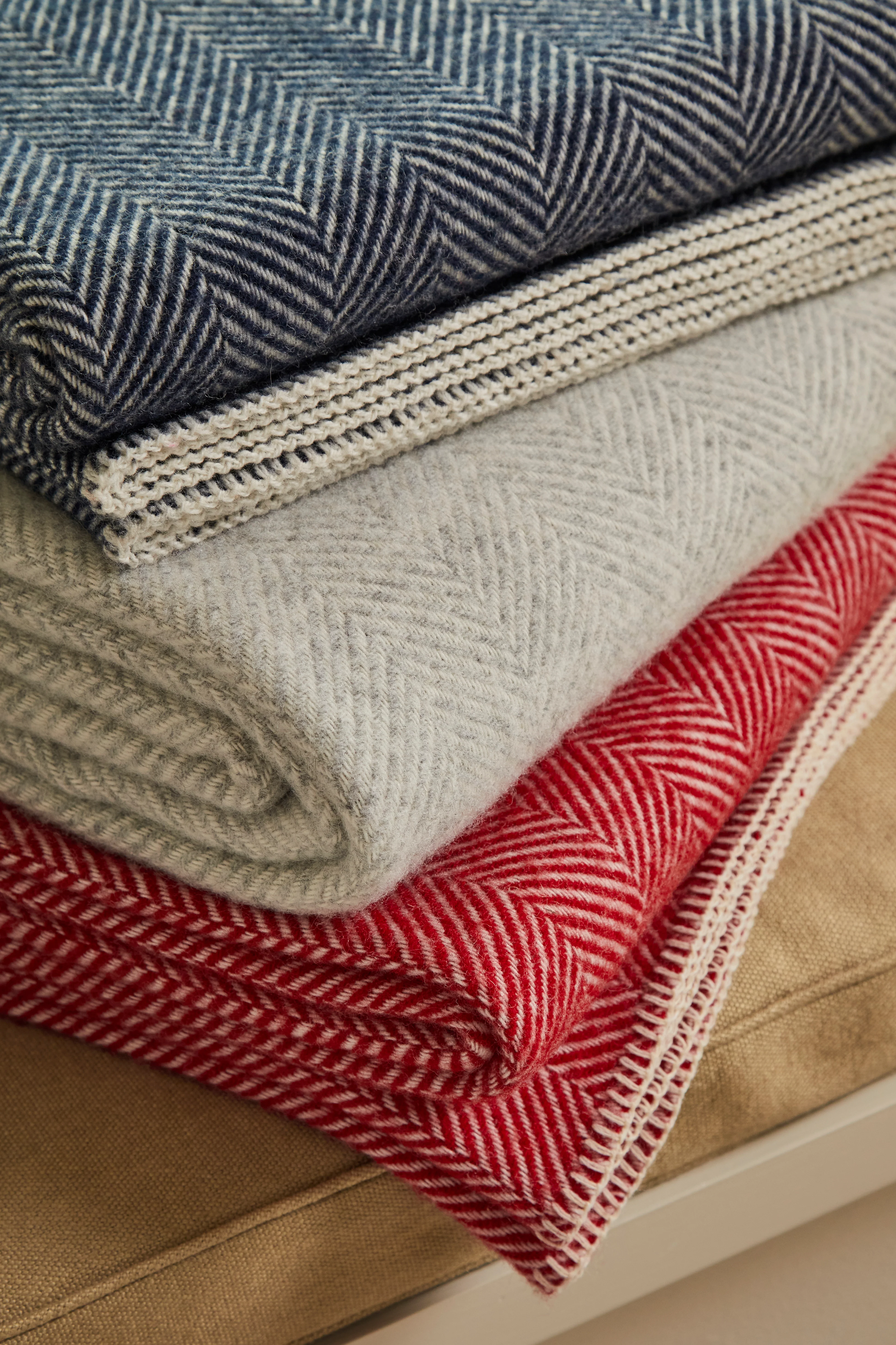 Tweedmill Fishbone Pure New Wool Throw, Silver Grey - Image 5