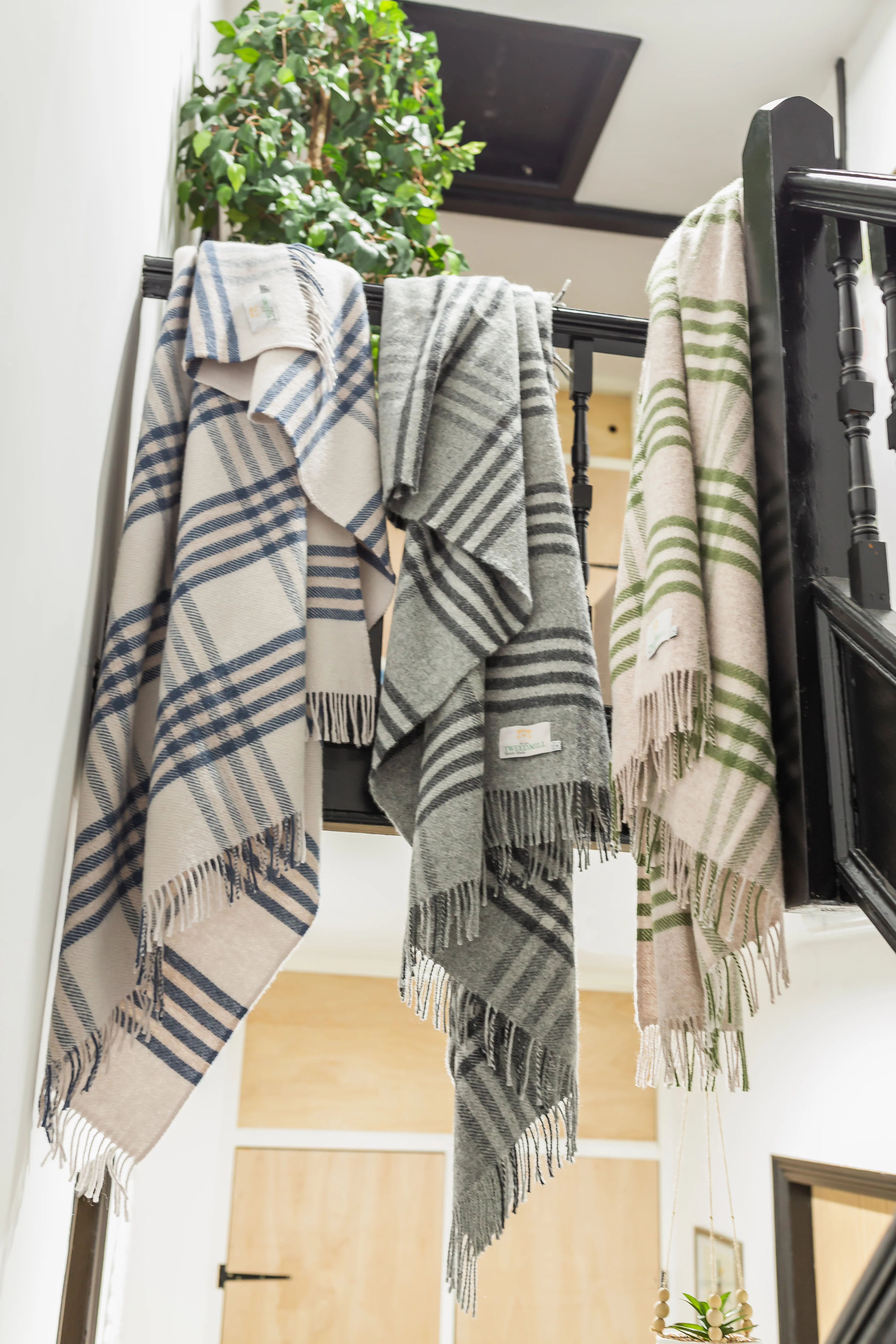 Tweedmill Hex Check Pure New Wool Throw, Olive Green - Image 7