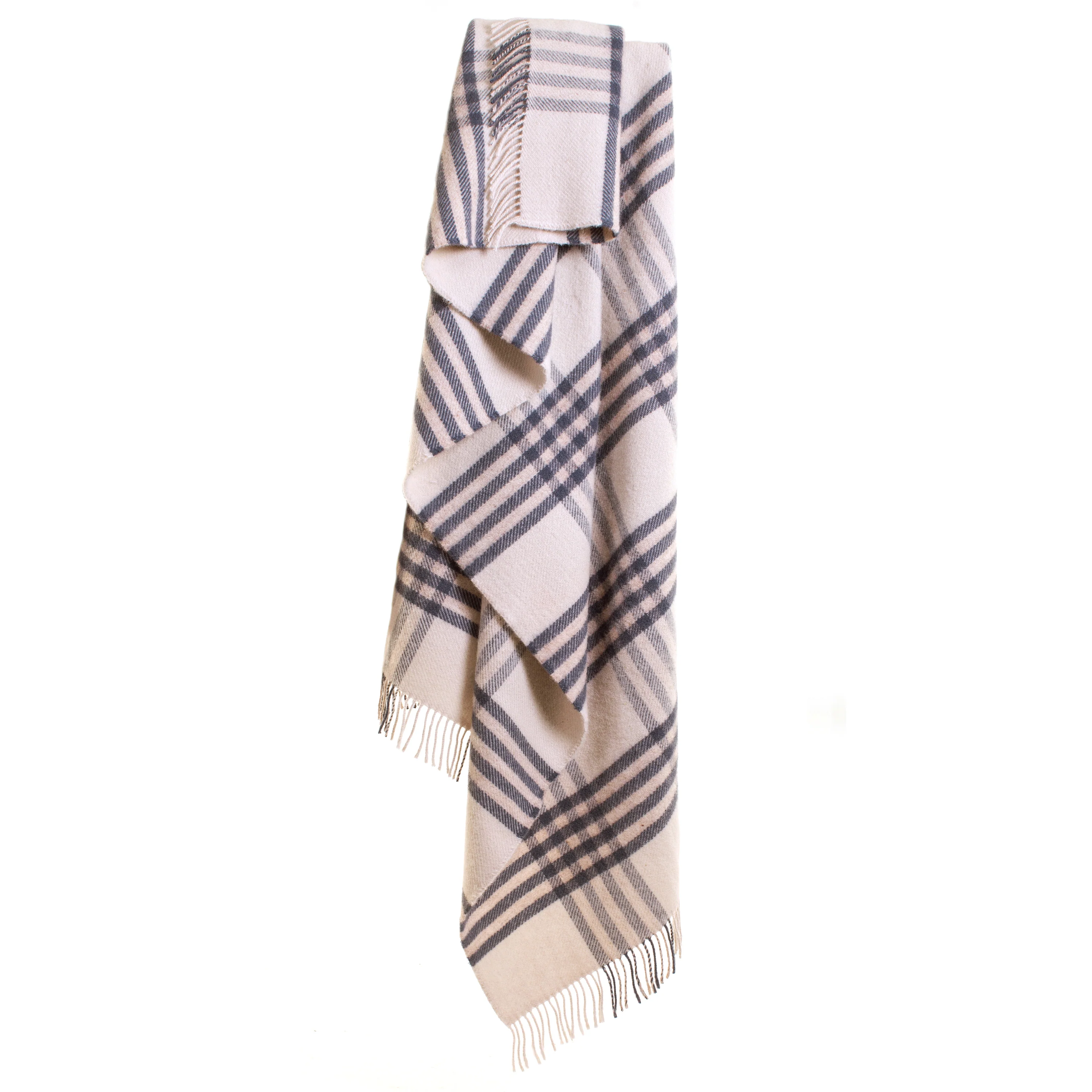 Tweedmill Hex Check Pure New Wool Throw, Slate Blue - Image 2