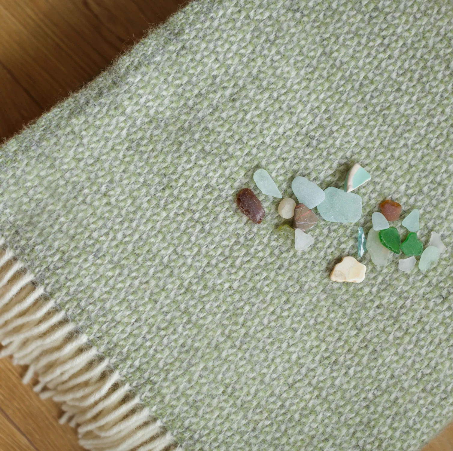 Tweedmill Illusion Pure New Wool Throw, Green & Grey - Image 3
