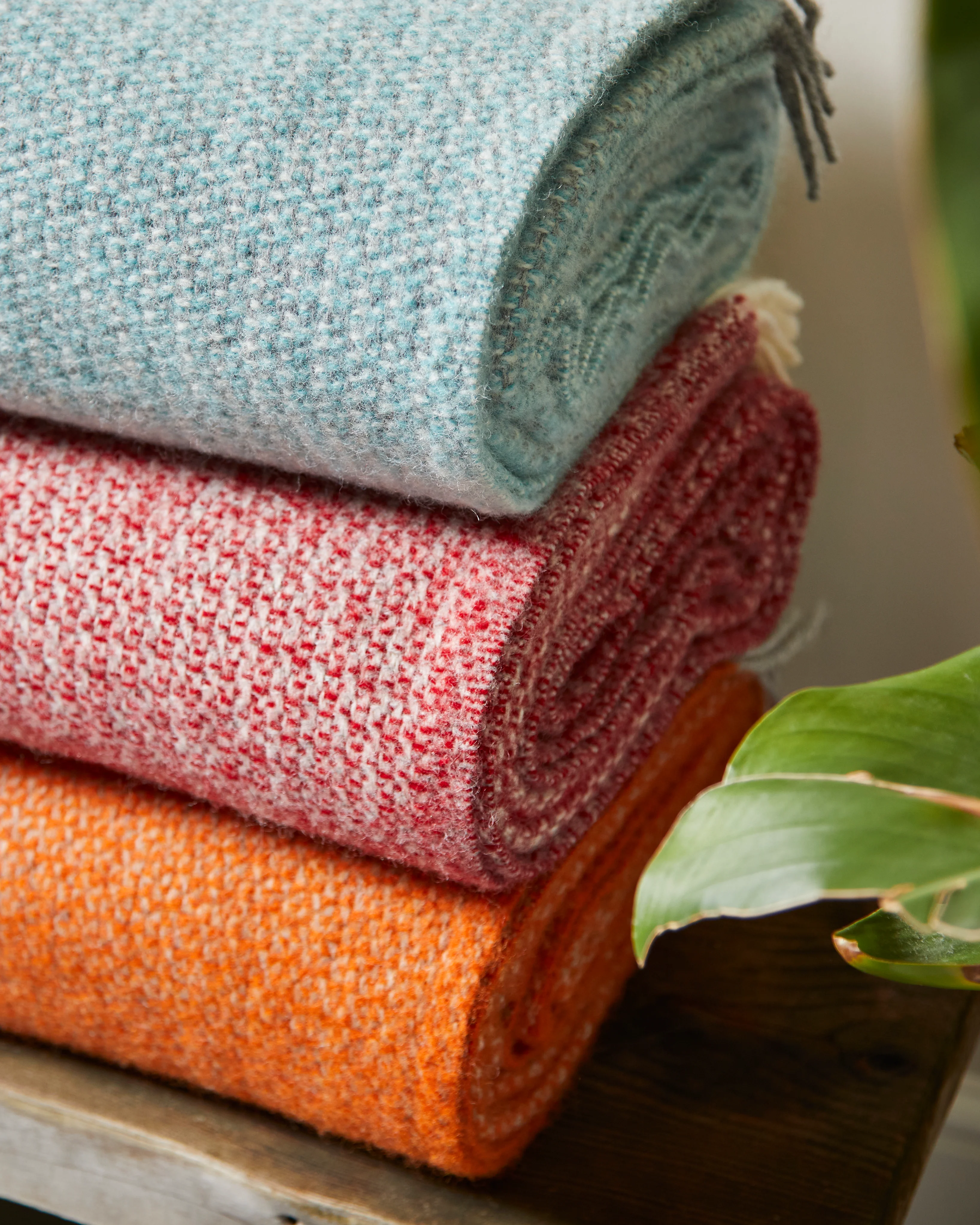 Tweedmill Illusion Pure New Wool Throw, Pumpkin - Image 2