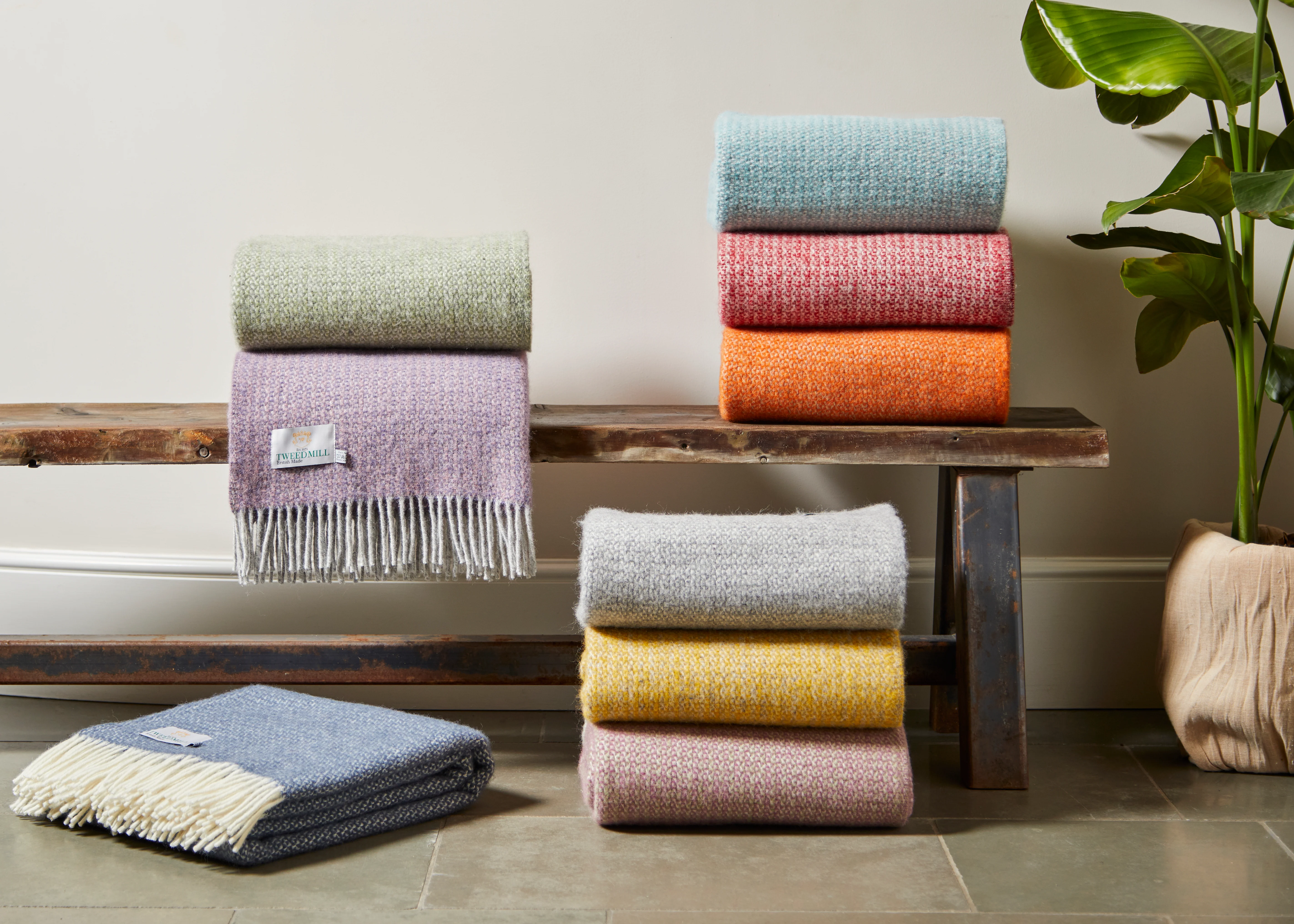 Tweedmill Illusion Pure New Wool Throw, Yellow & Grey - Image 4