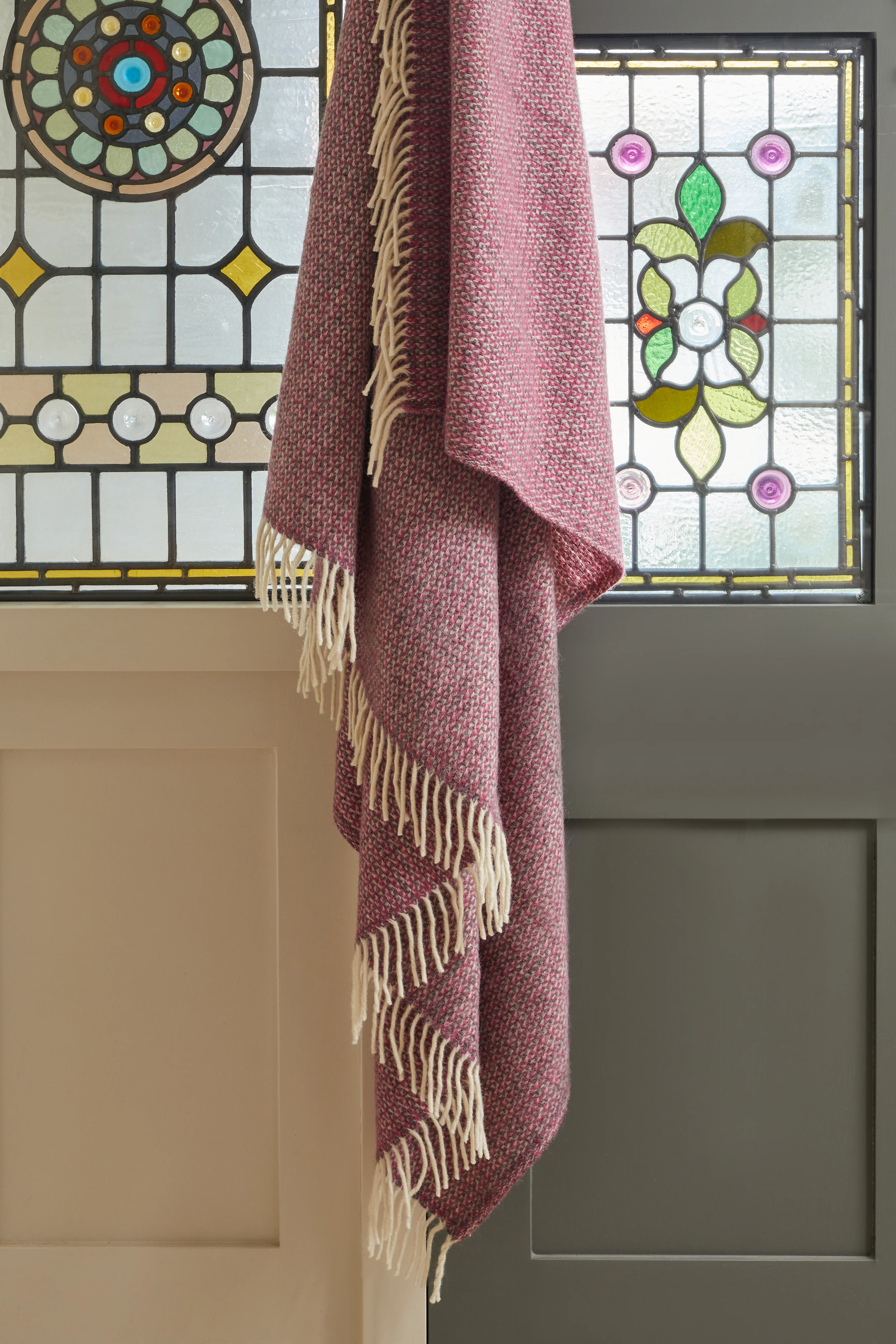 Tweedmill Illusion Pure New Wool Throw, Pink & Grey - Image 2