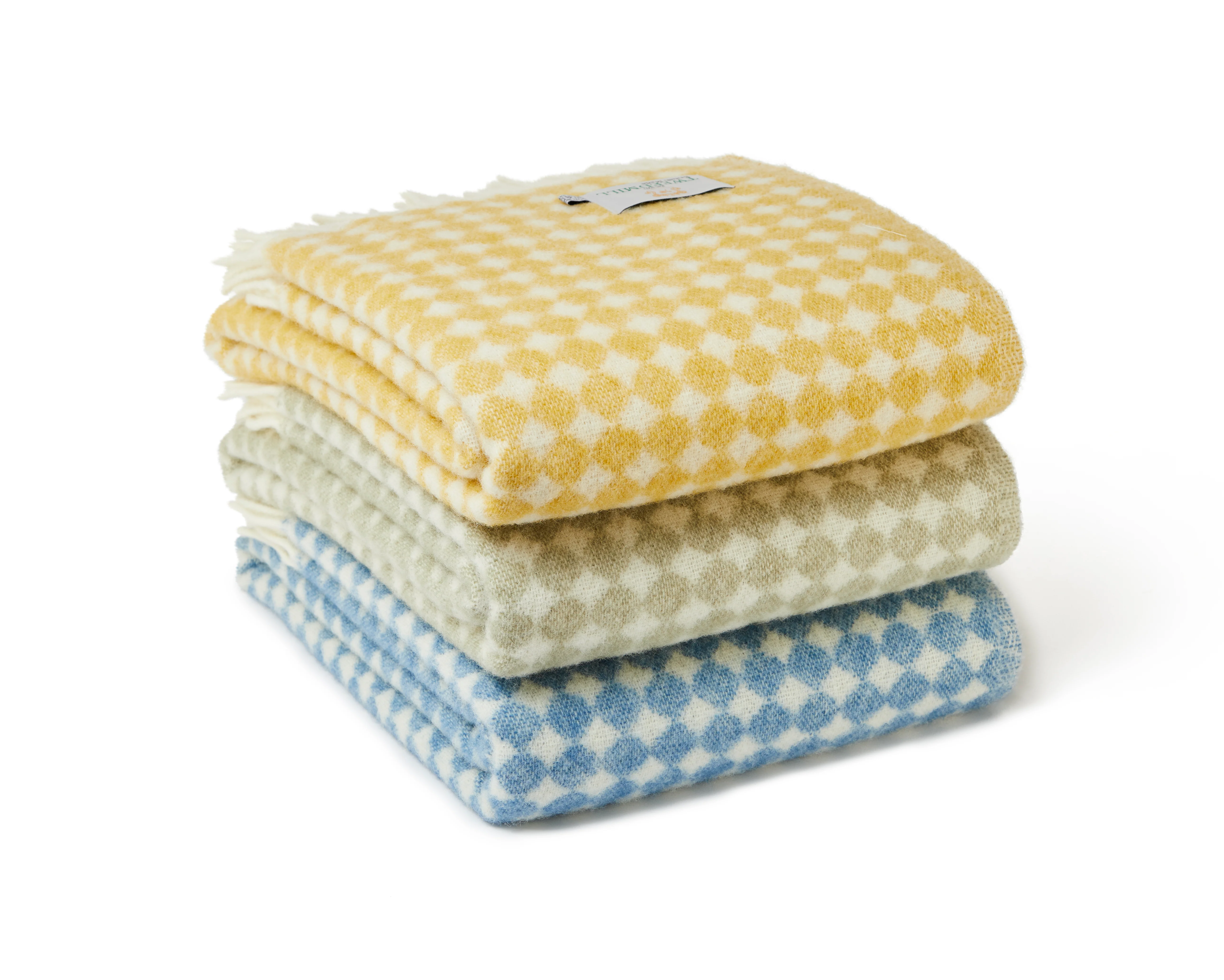 Tweedmill Jacquard Spot Pure New Wool Reversible Throw, Oil Yellow - Image 2