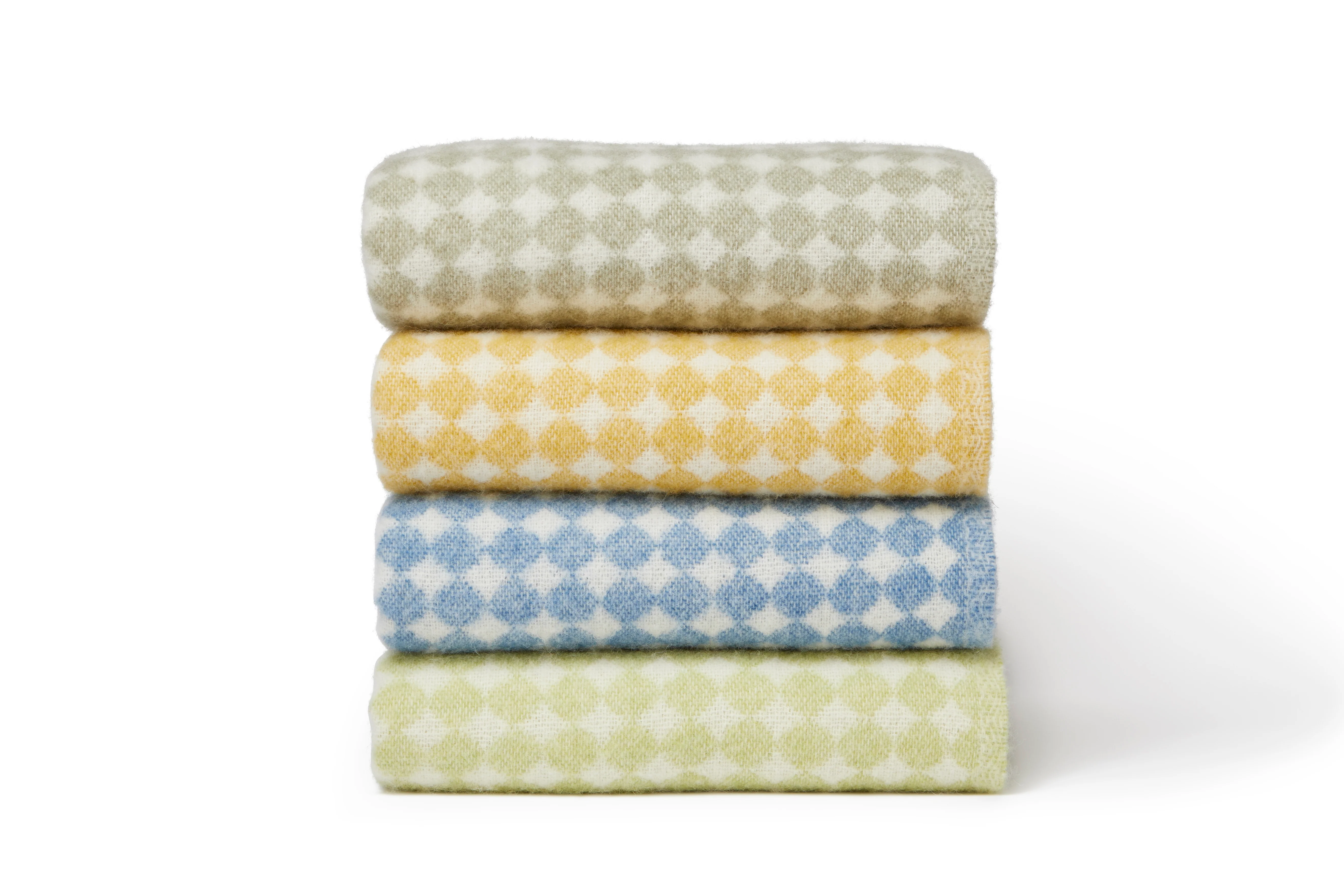 Tweedmill Jacquard Spot Pure New Wool Reversible Throw, Sage - Image 2
